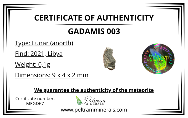 Lunar meteorite Gadamis 003 – 0,1g – Libya - MEGD67