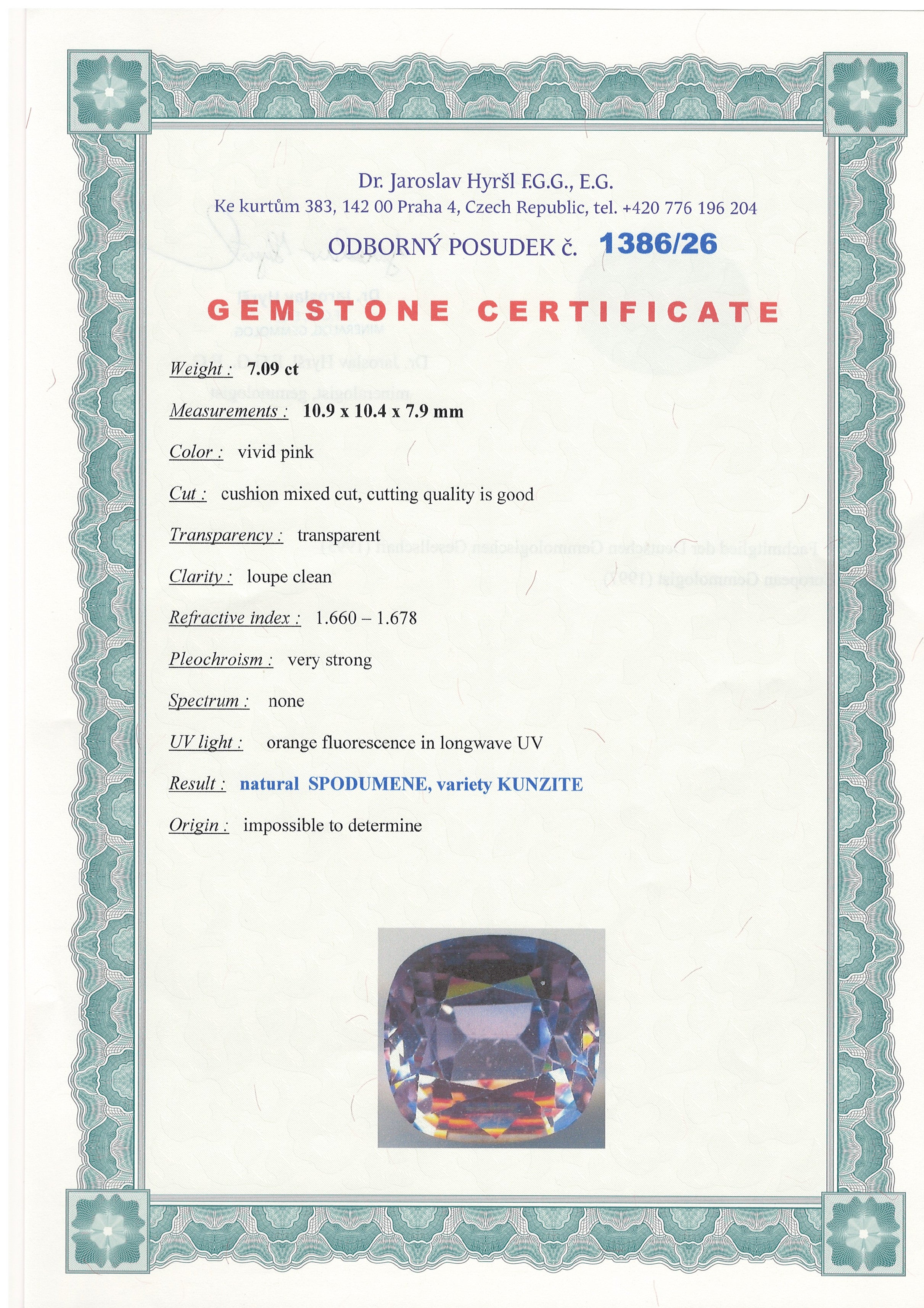 Faceted Kunzite from Afghanistan 7,09ct with certificate - BK05