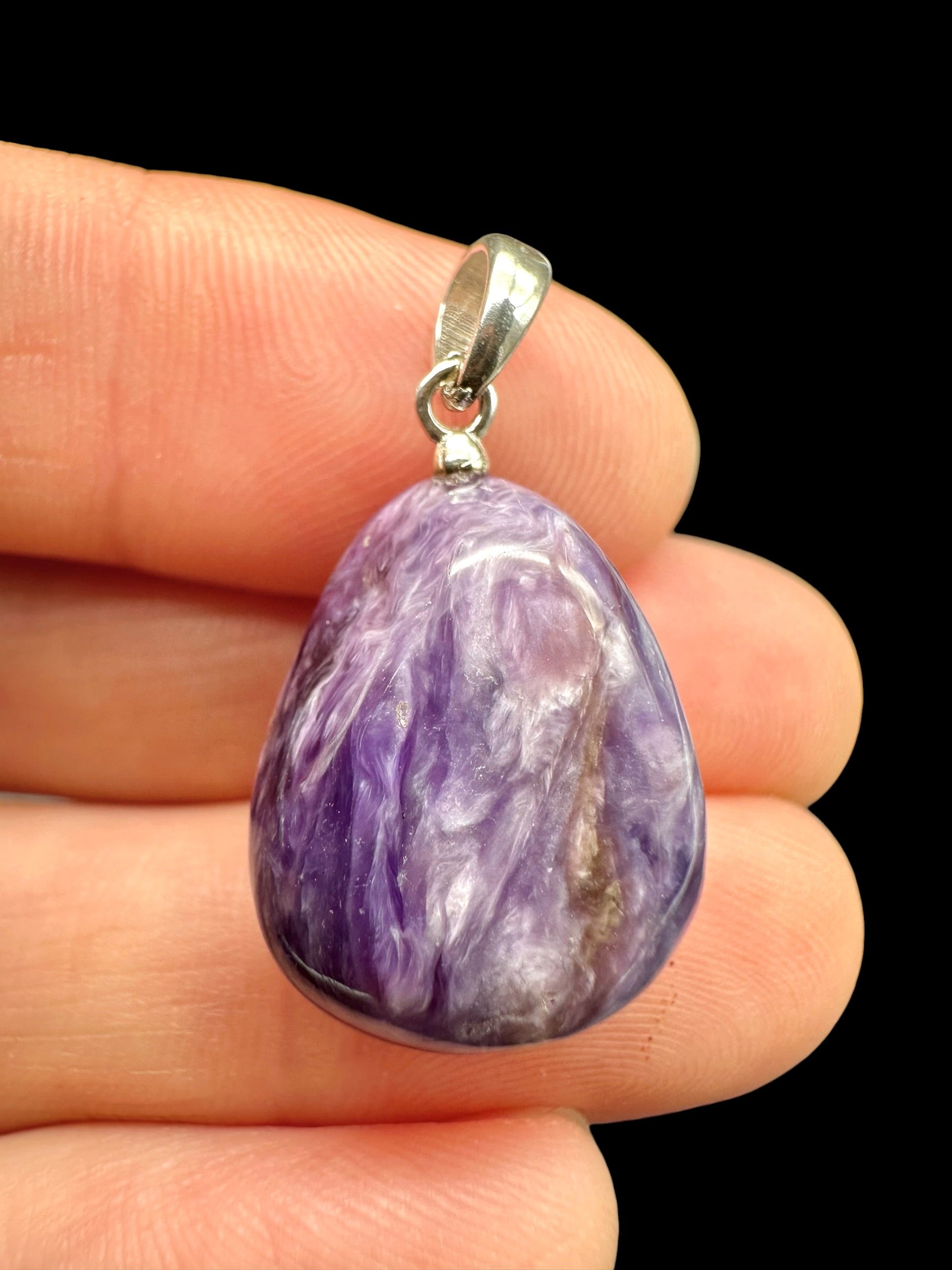 Silver pendant made of charoite