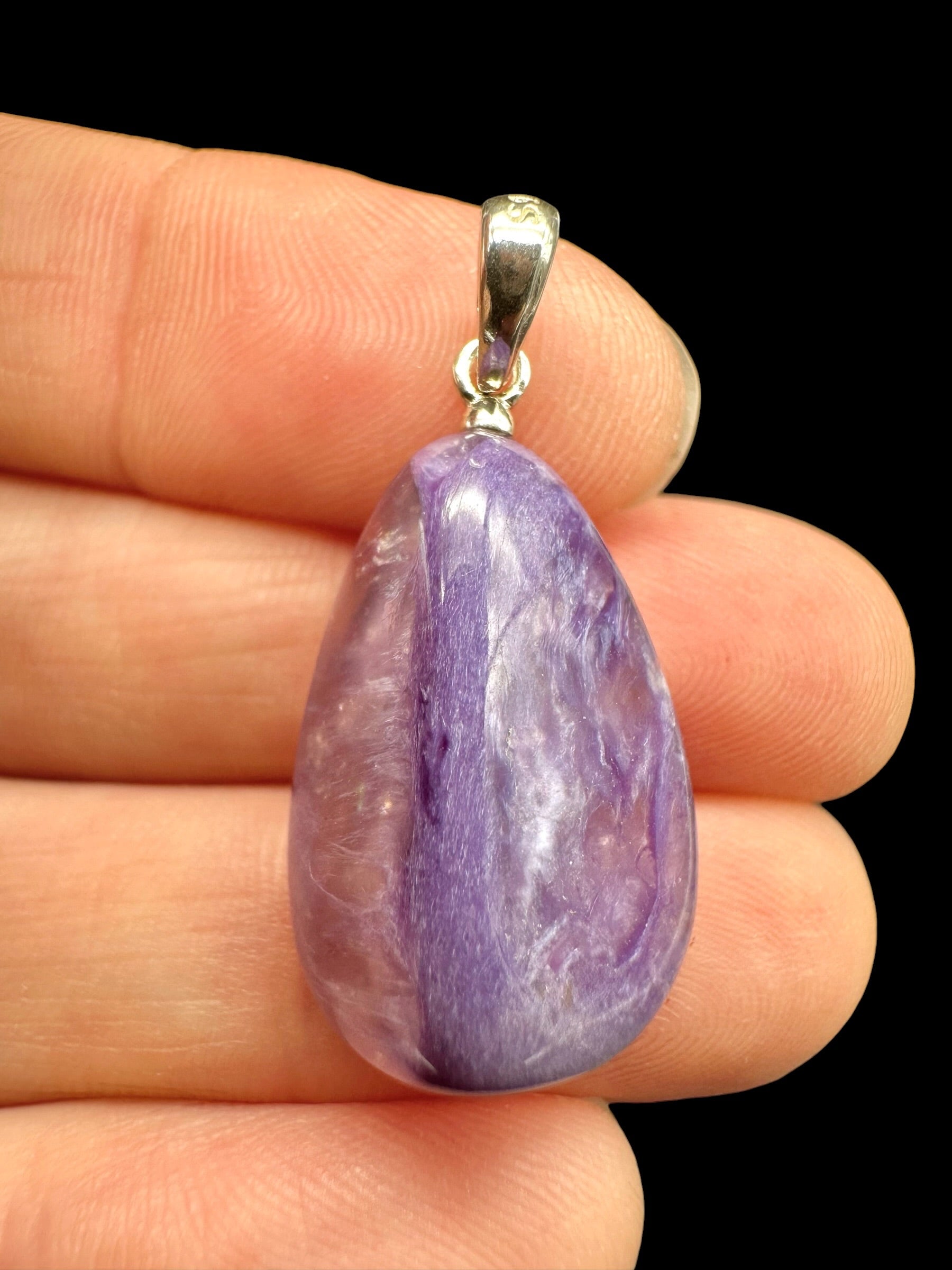 Silver pendant made of charoite
