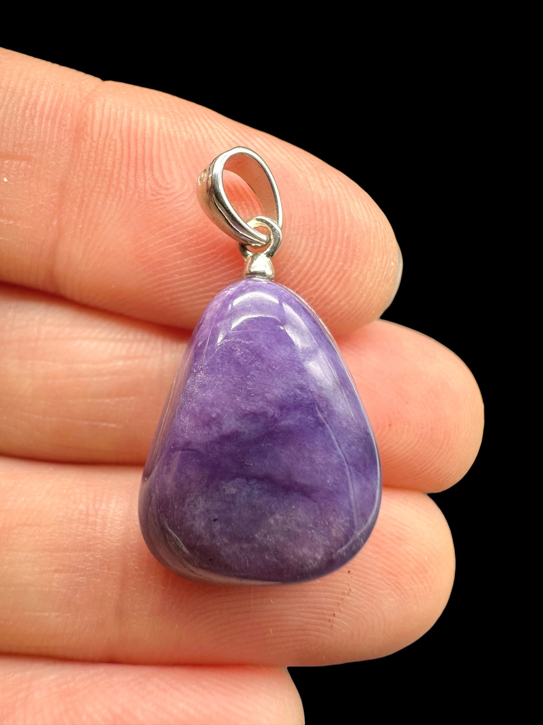 Silver pendant made of charoite