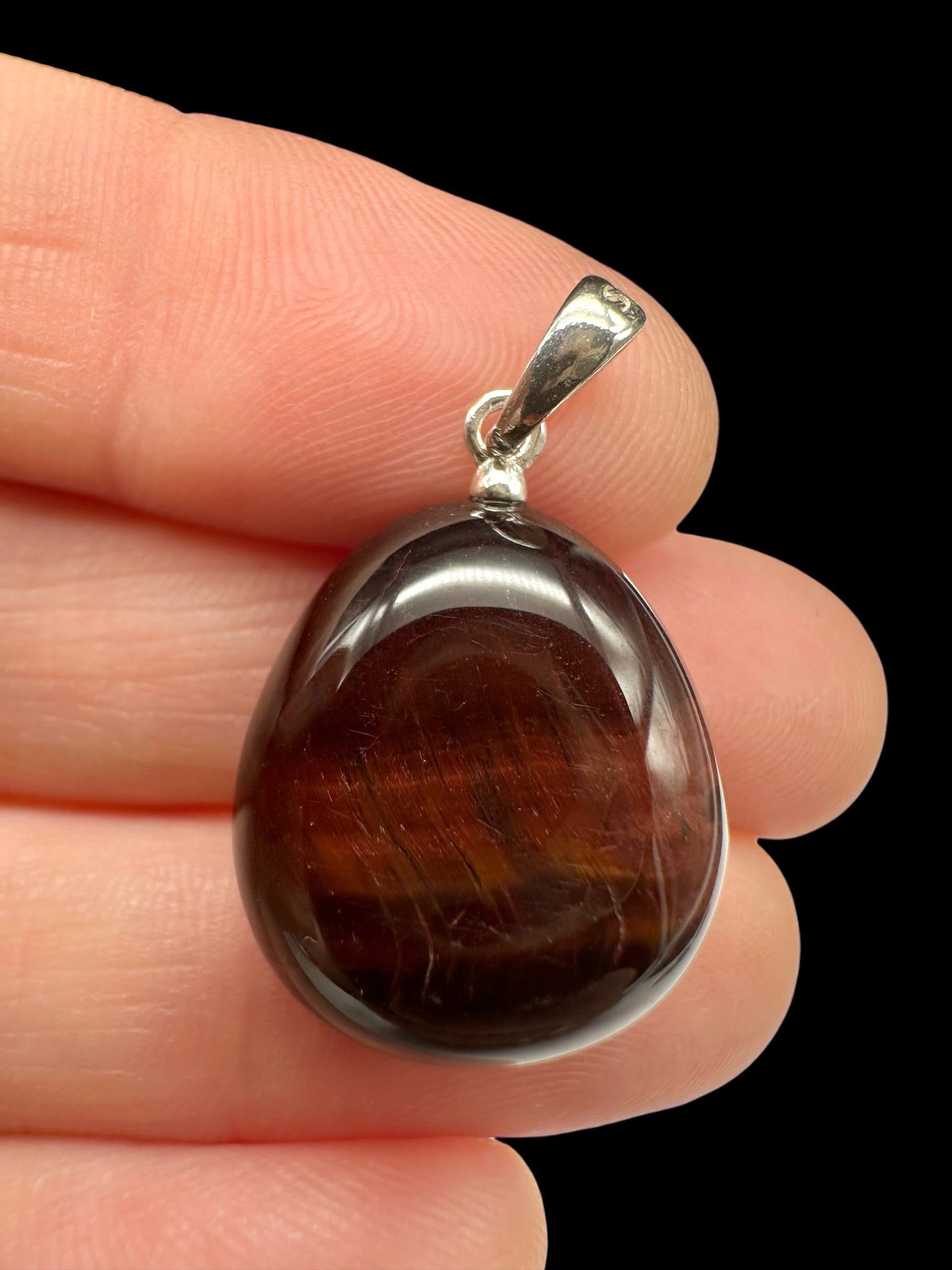 Silver red tiger's eye pendant