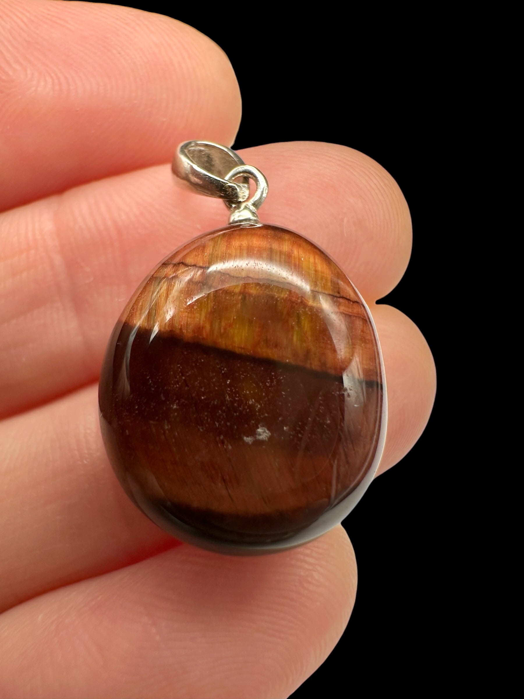 Silver red tiger's eye pendant