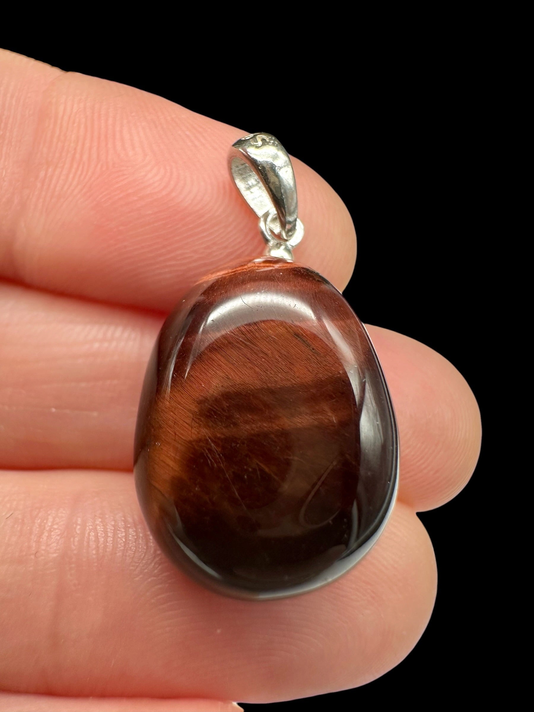 Silver red tiger's eye pendant
