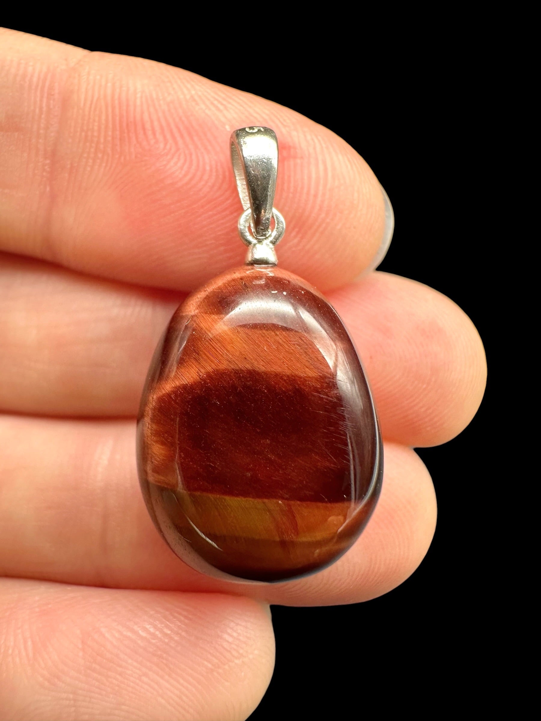 Silver red tiger's eye pendant