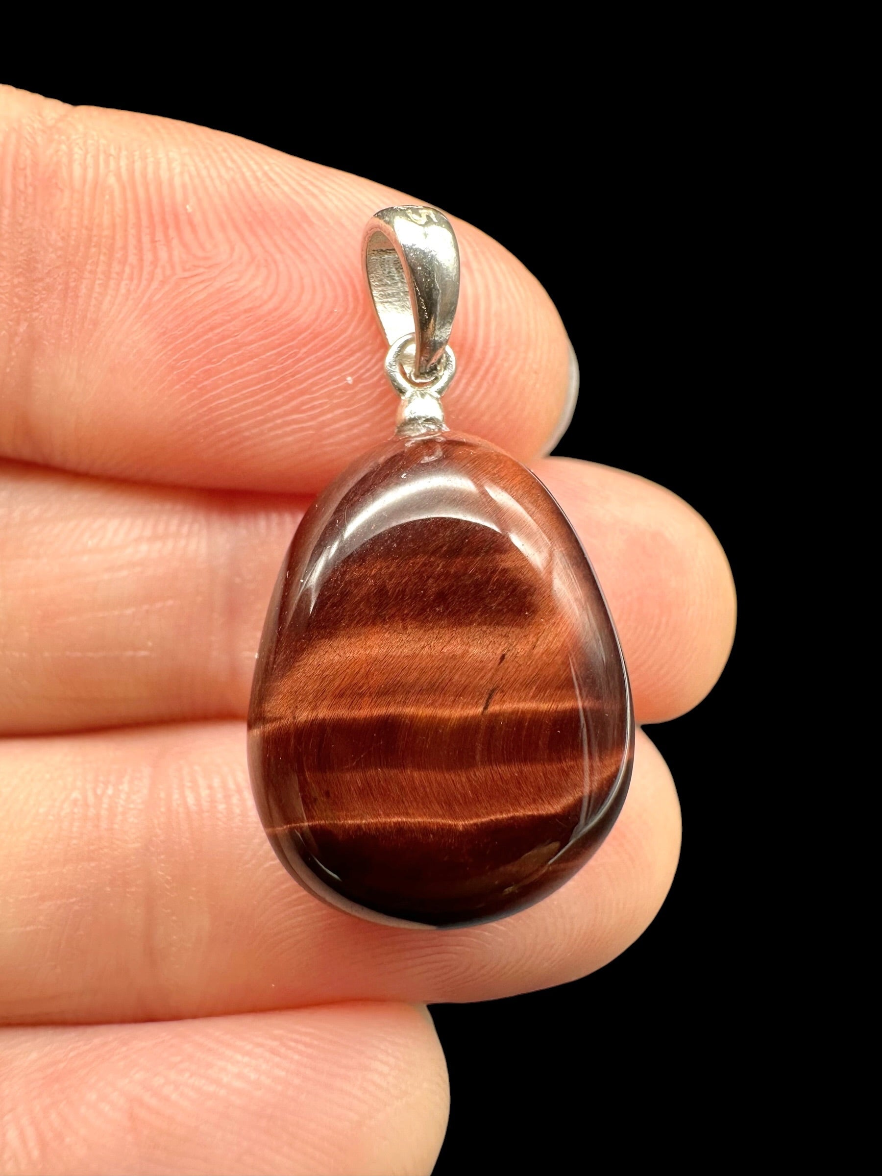 Silver red tiger's eye pendant