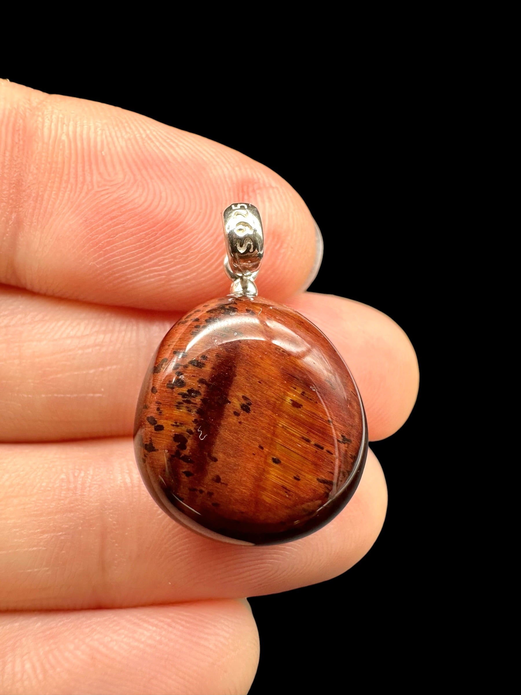 Silver red tiger's eye pendant - SP/TO28