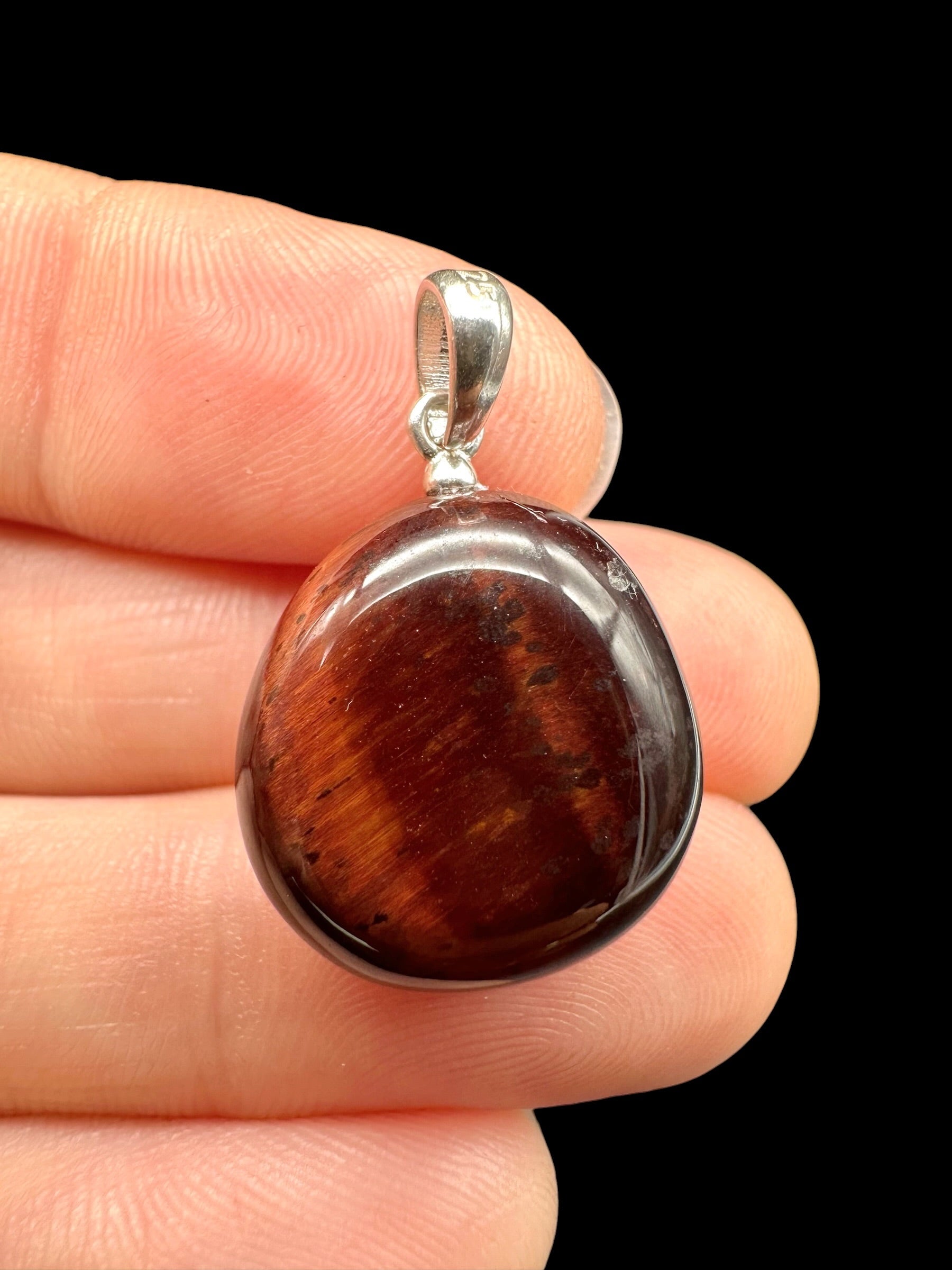 Silver red tiger's eye pendant
