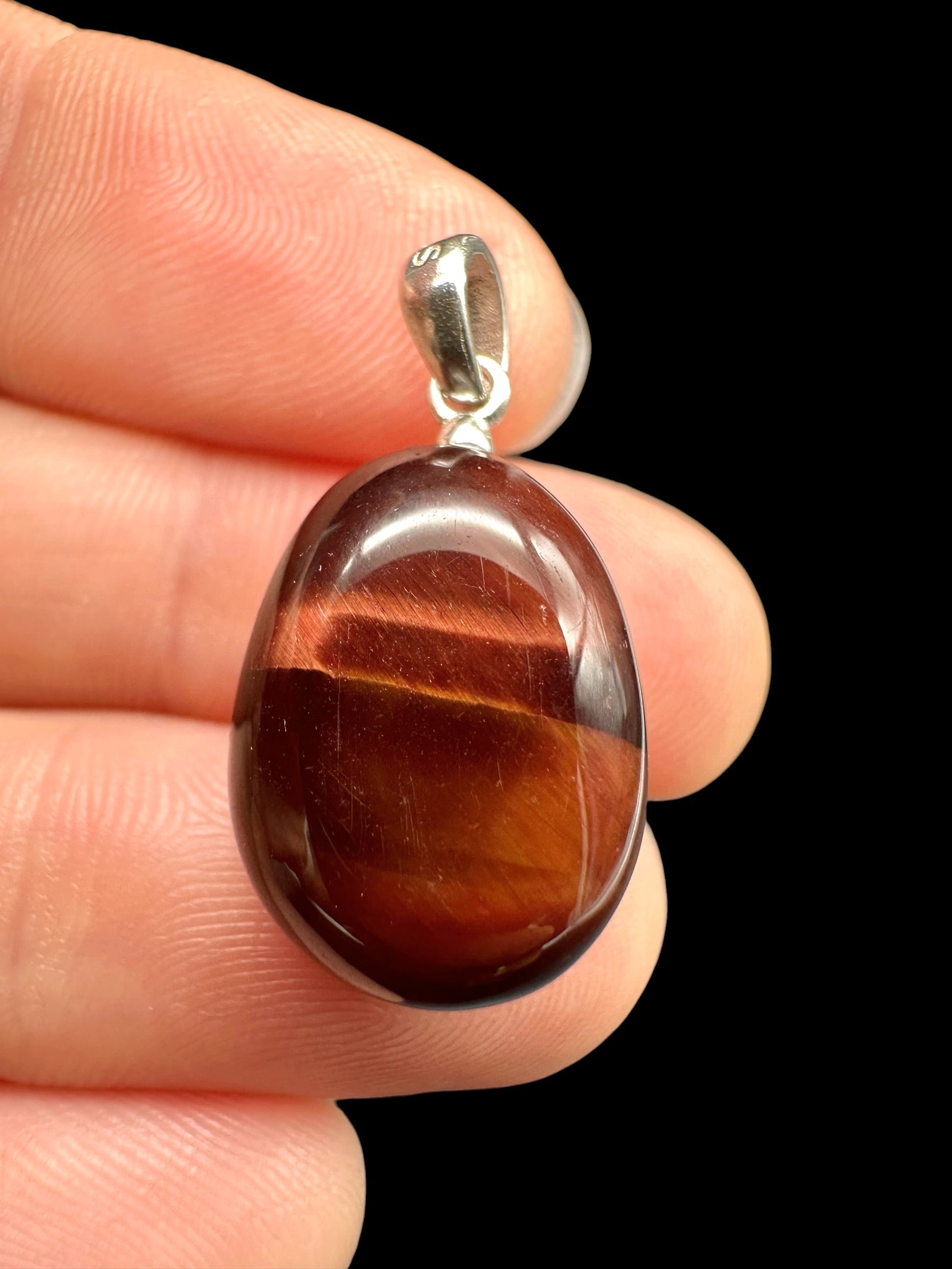 Silver red tiger's eye pendant