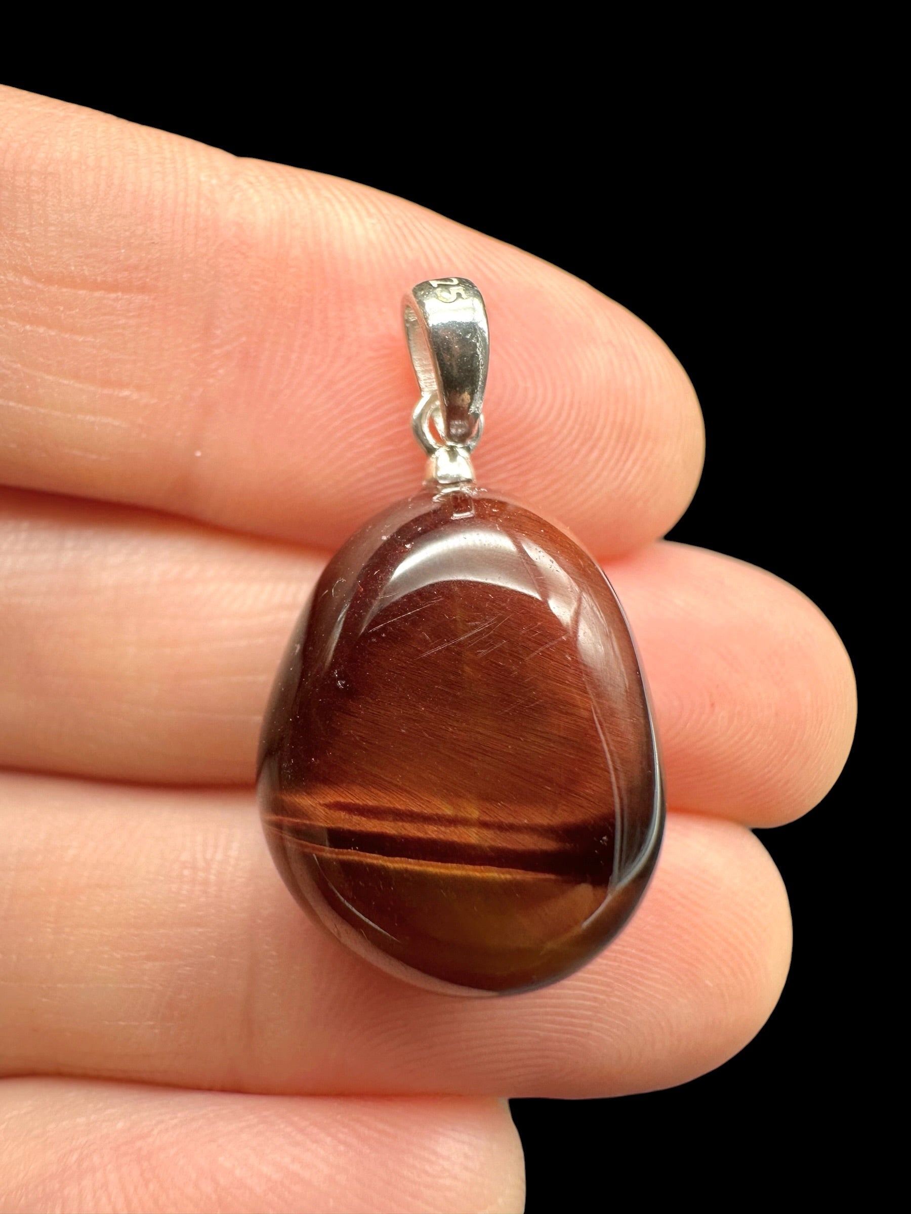 Silver red tiger's eye pendant - SP/TO30