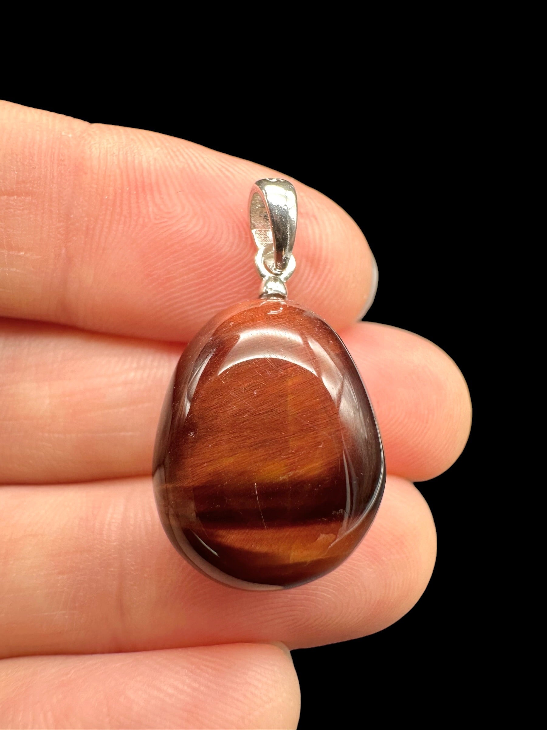 Silver red tiger's eye pendant