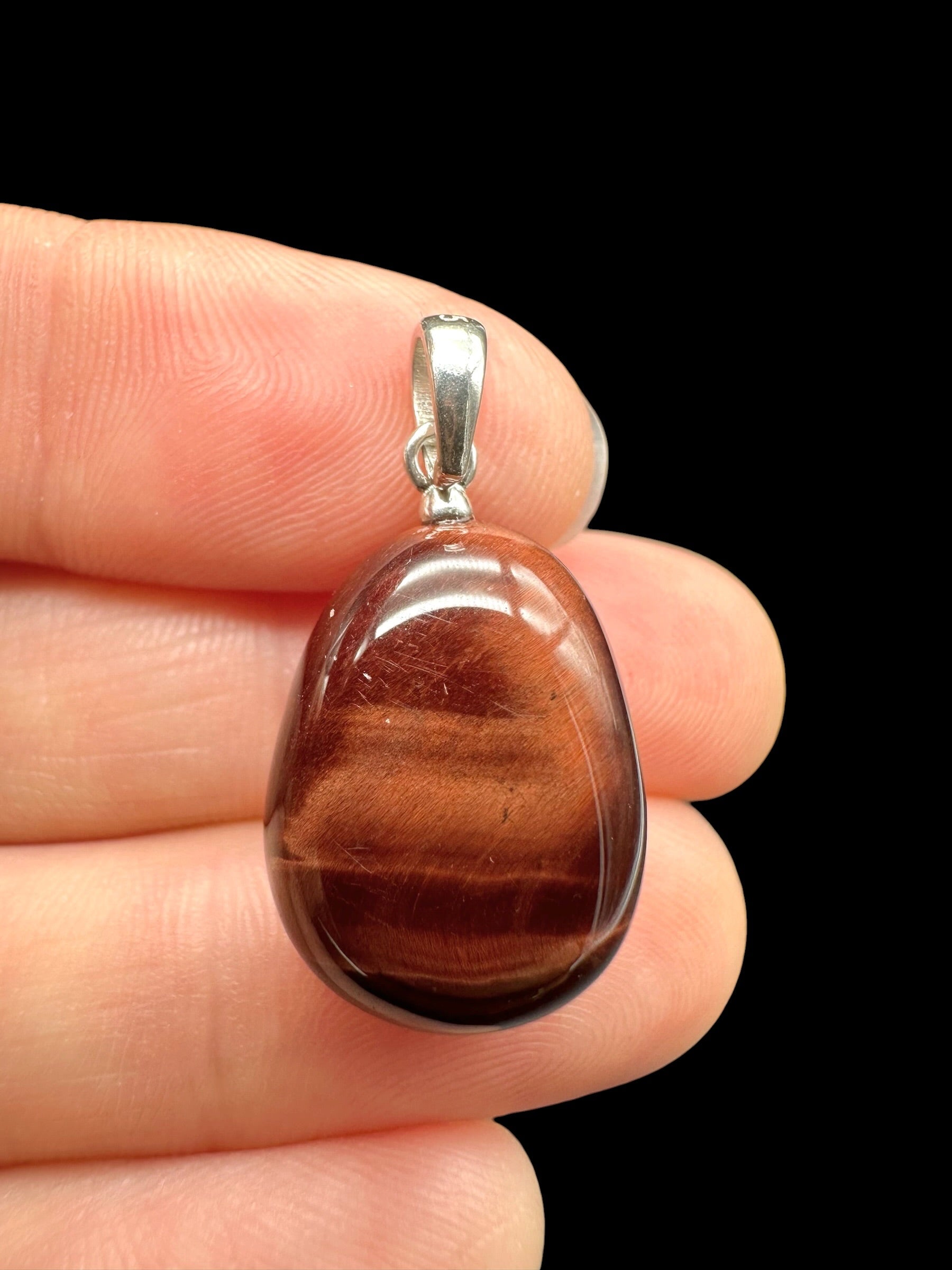 Silver red tiger's eye pendant