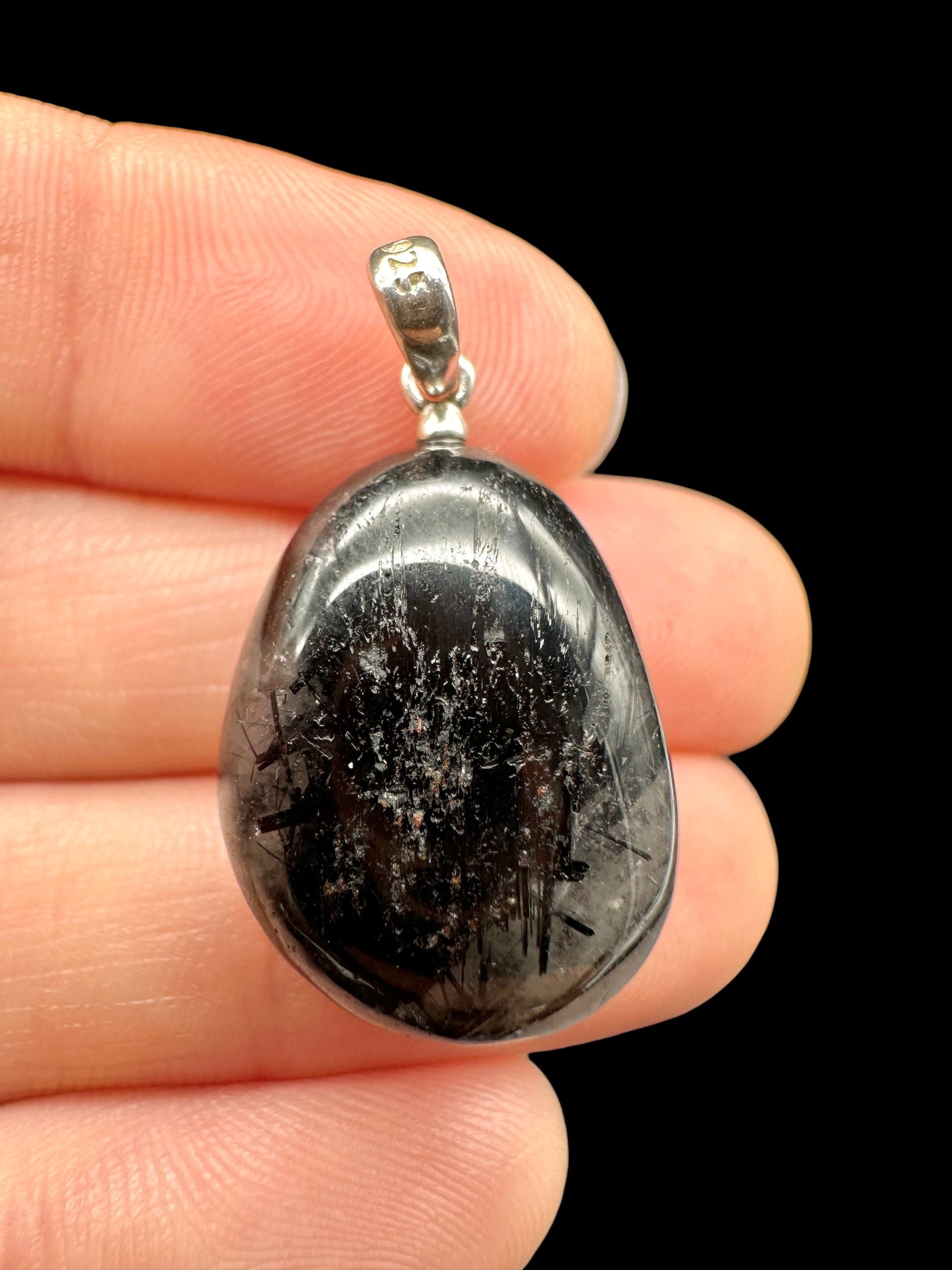 Silver pendant made of crystal with tourmaline - SP/KR30