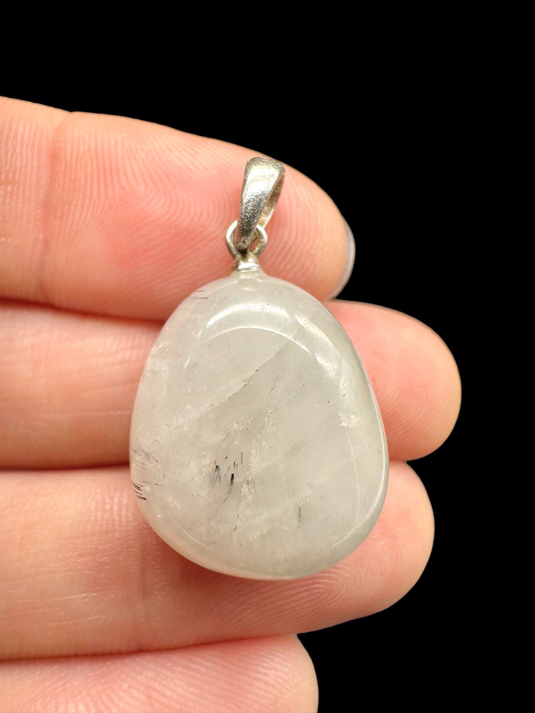 Silver pendant made of crystal with tourmaline - SP/KR31
