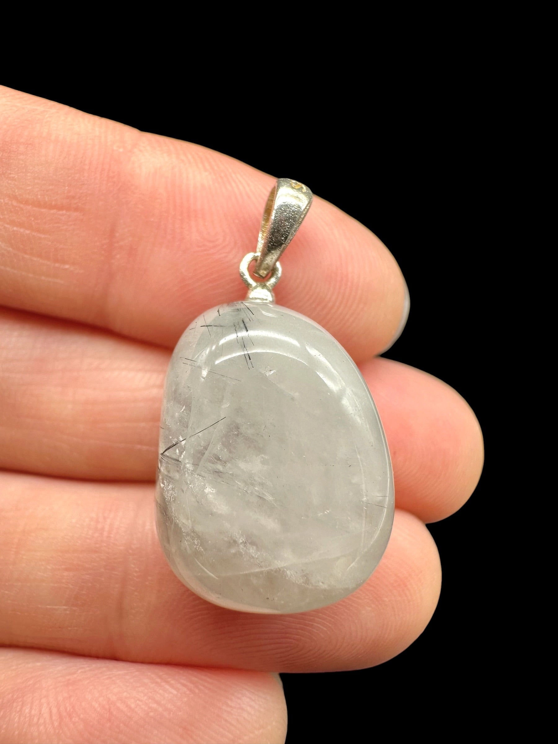 Silver pendant made of crystal with tourmaline - SP/KR36