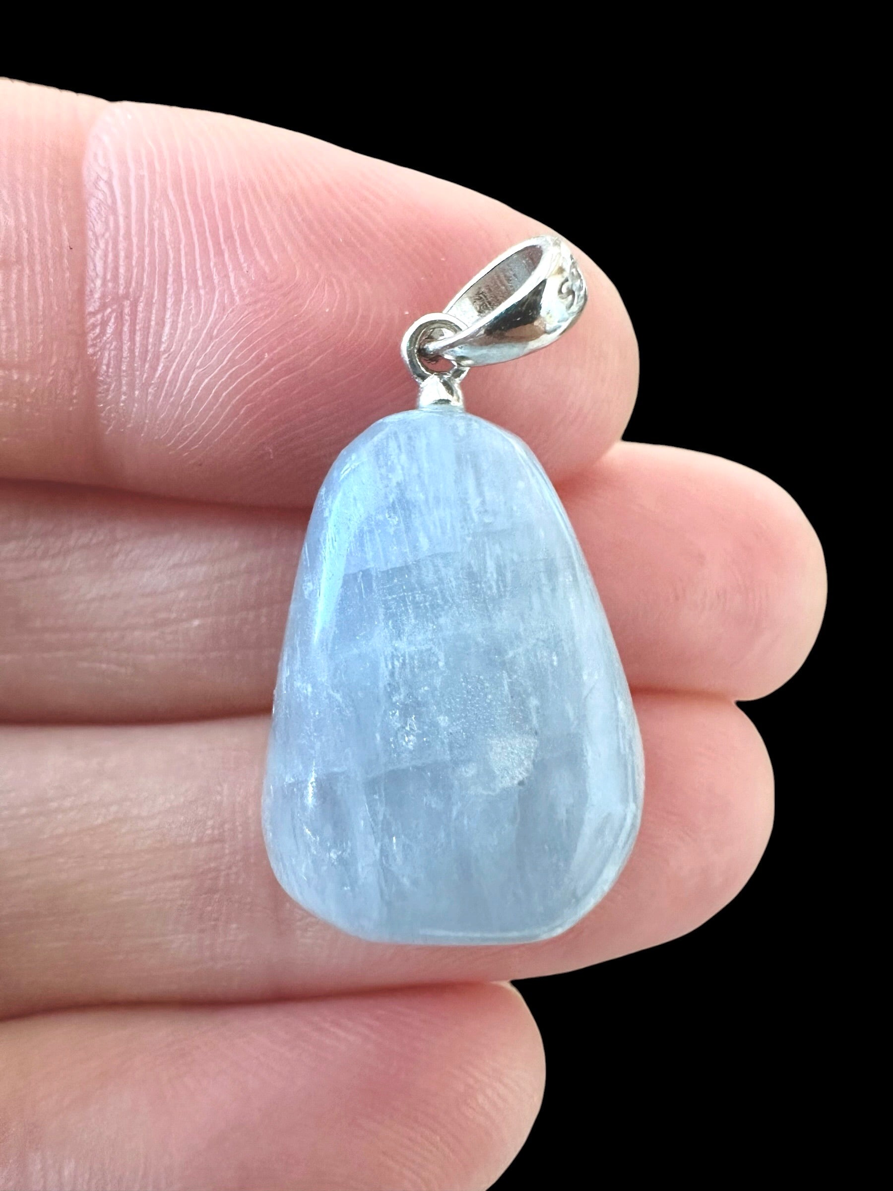 Silver pendant made of celestine
