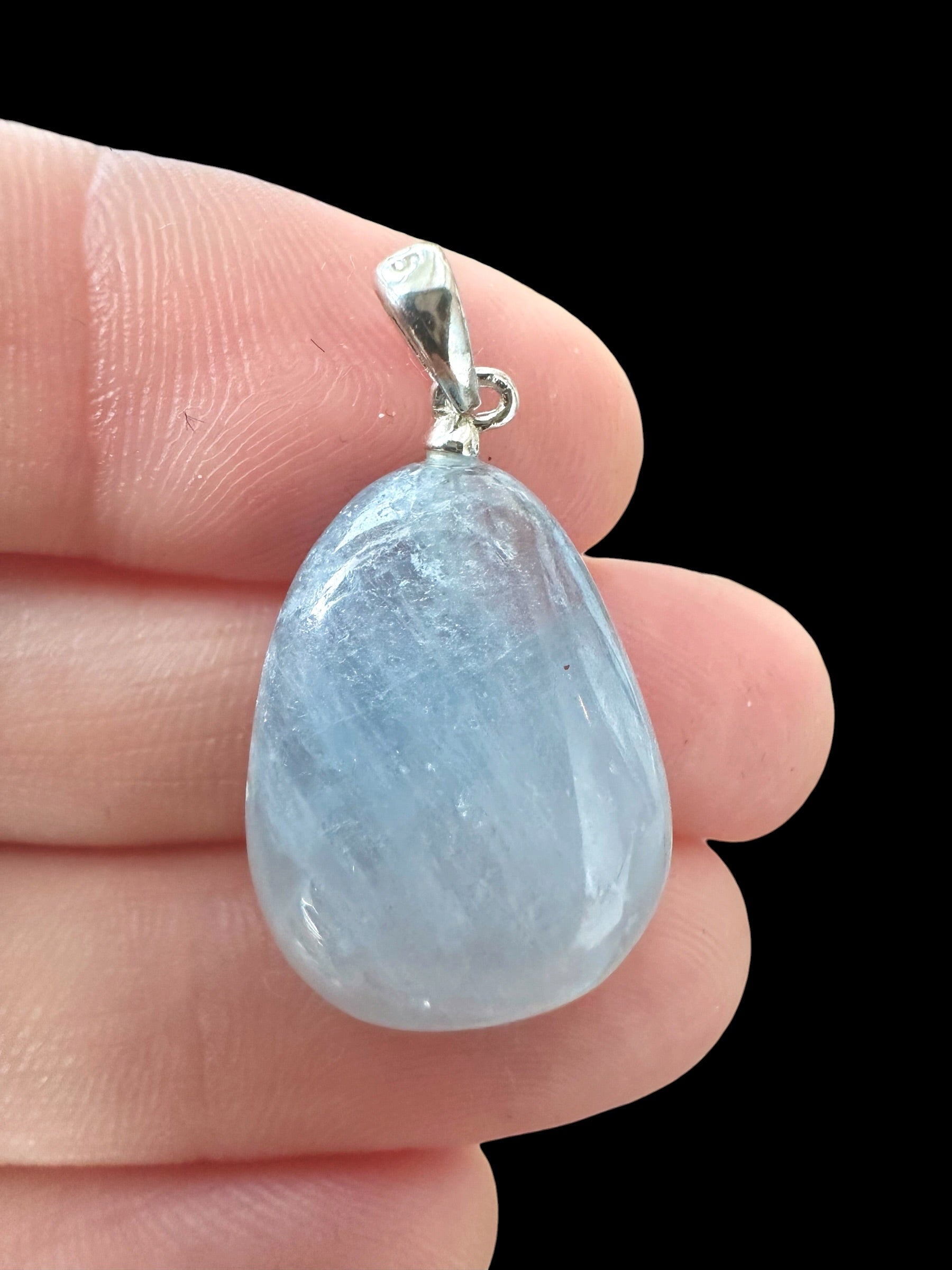 Silver pendant made of celestine