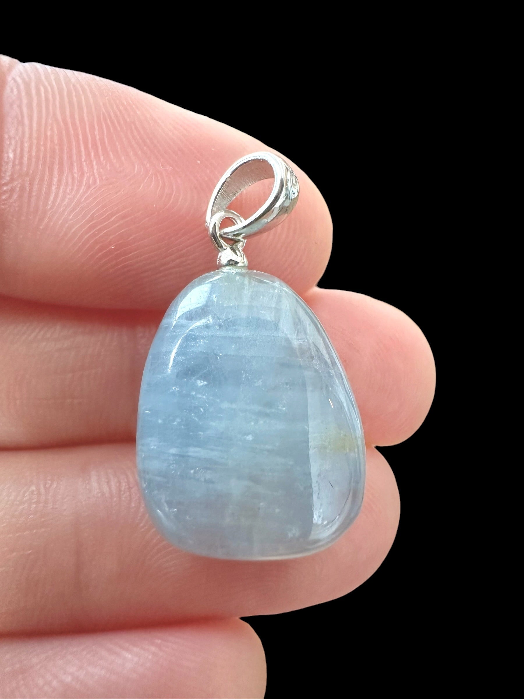 Silver pendant made of celestine
