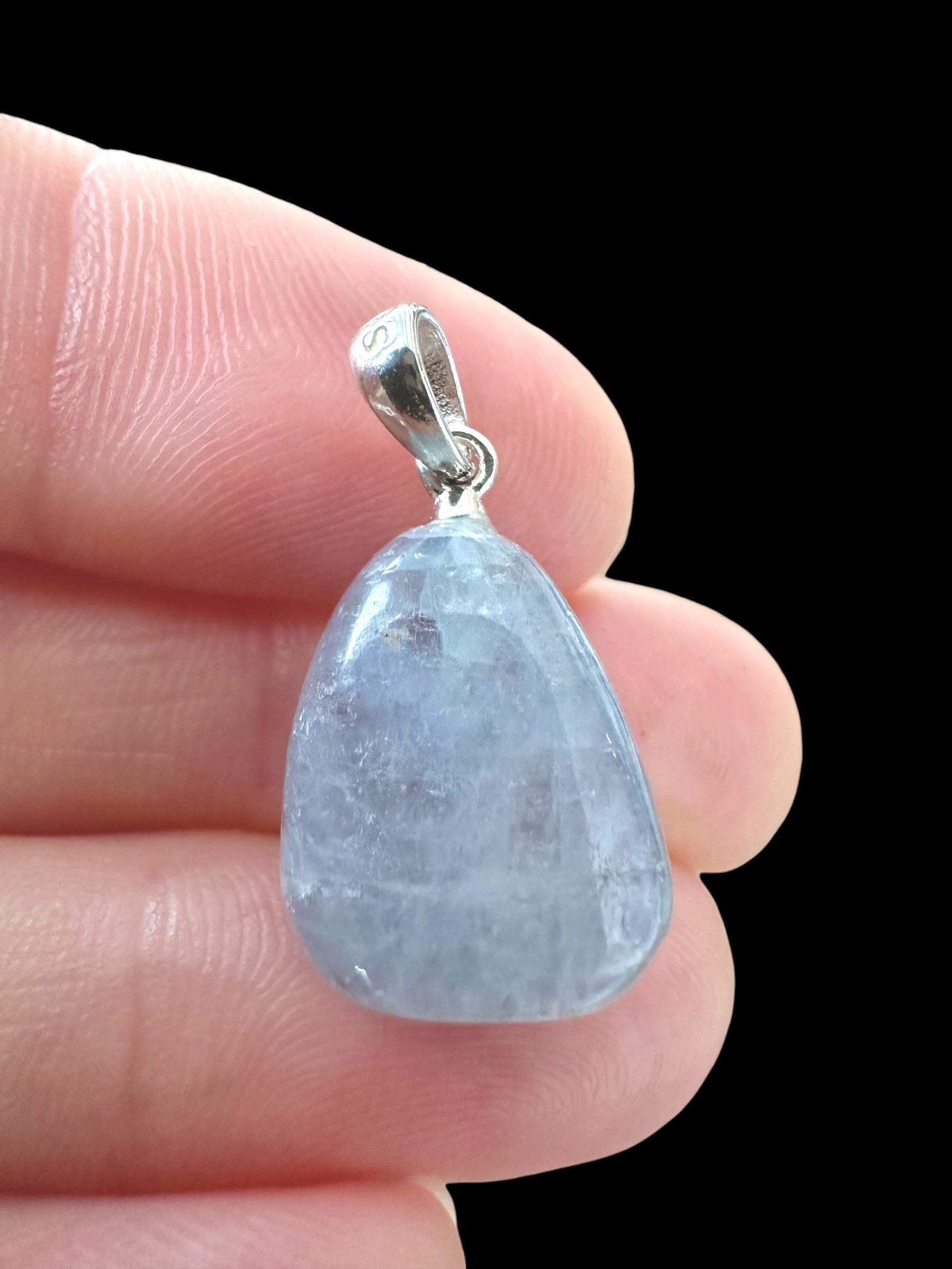 Silver pendant made of celestine