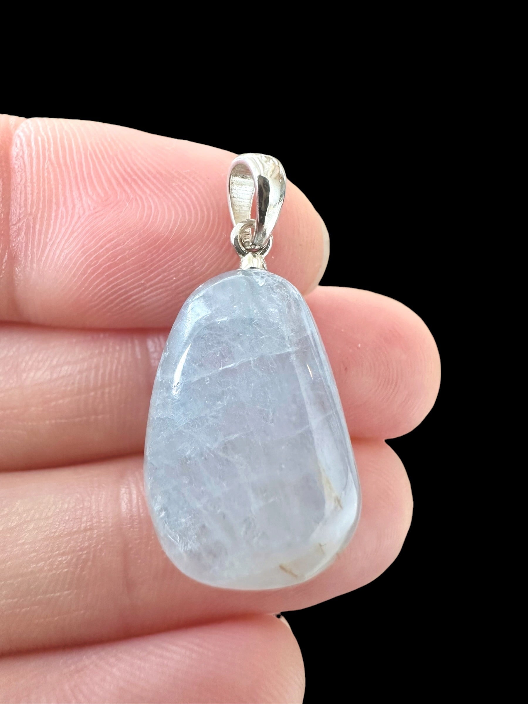 Silver pendant made of celestine