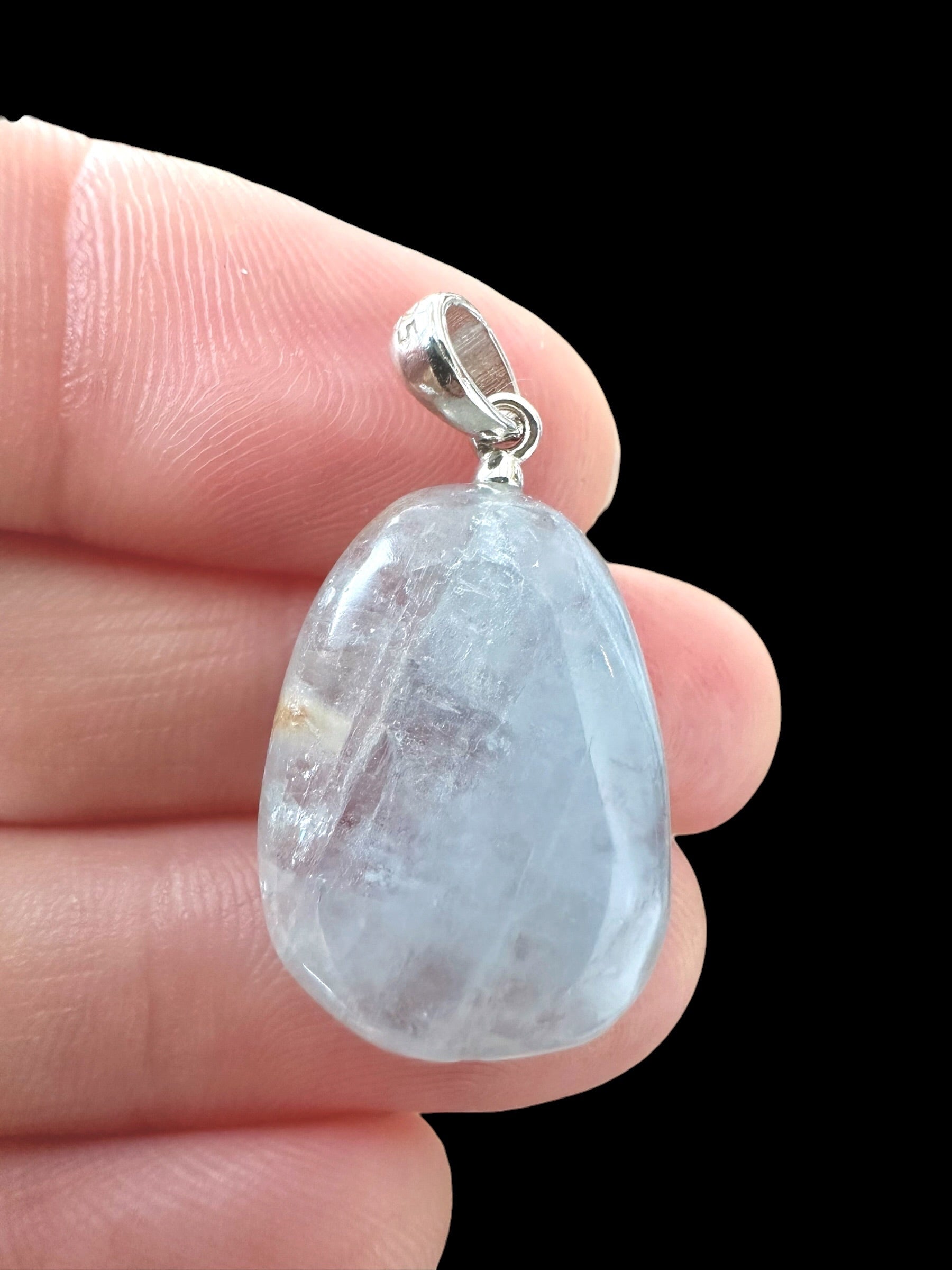 Silver pendant made of celestine