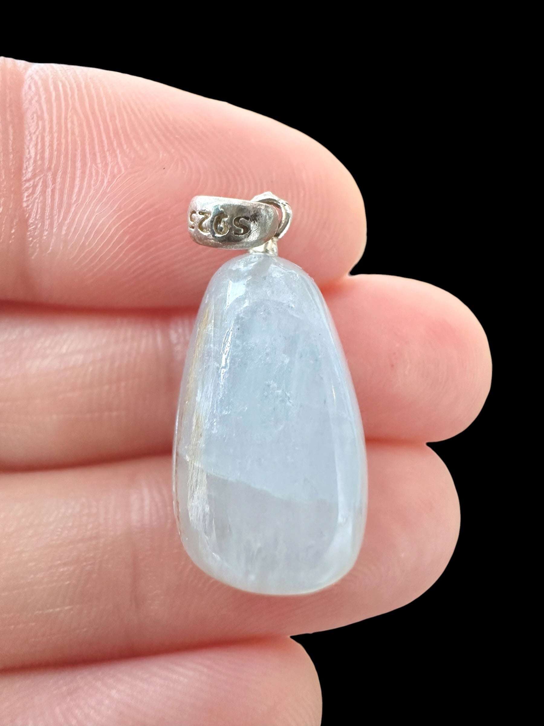 Silver pendant made of celestine