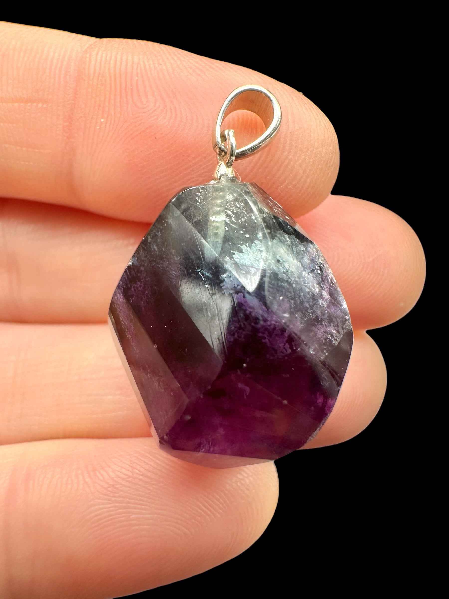 Ciondolo in argento con fluorite sfaccettata - SP/FL09