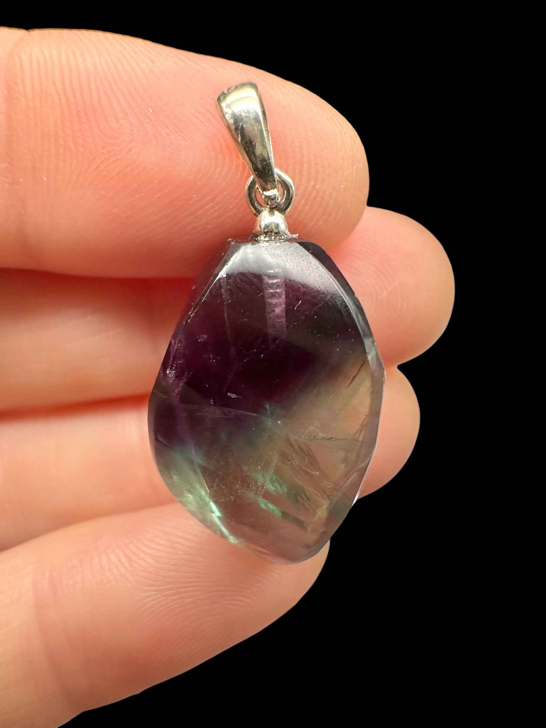 Ciondolo in argento con fluorite sfaccettata - SP/FL10