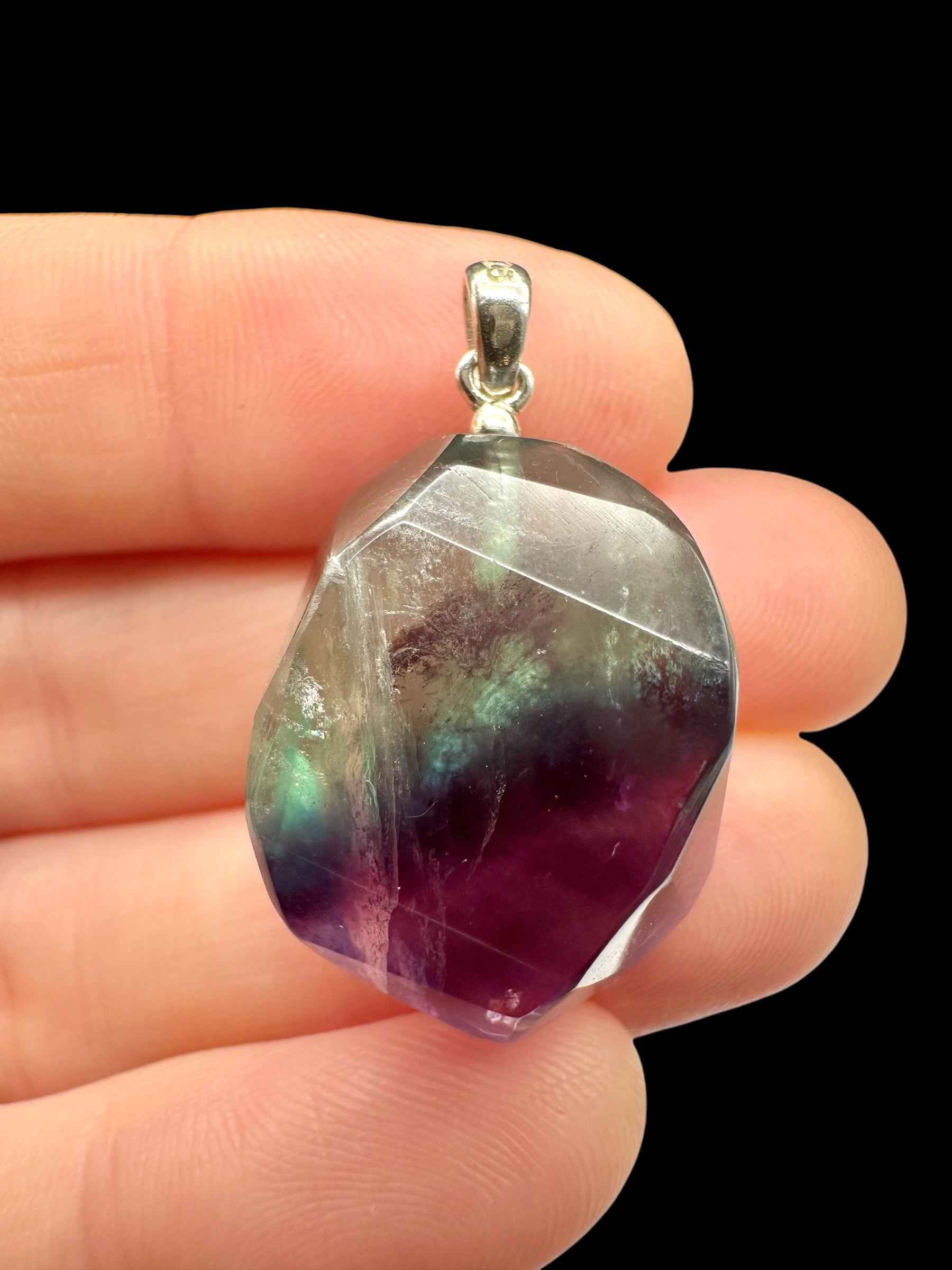Ciondolo in argento con fluorite sfaccettata - SP/FL12