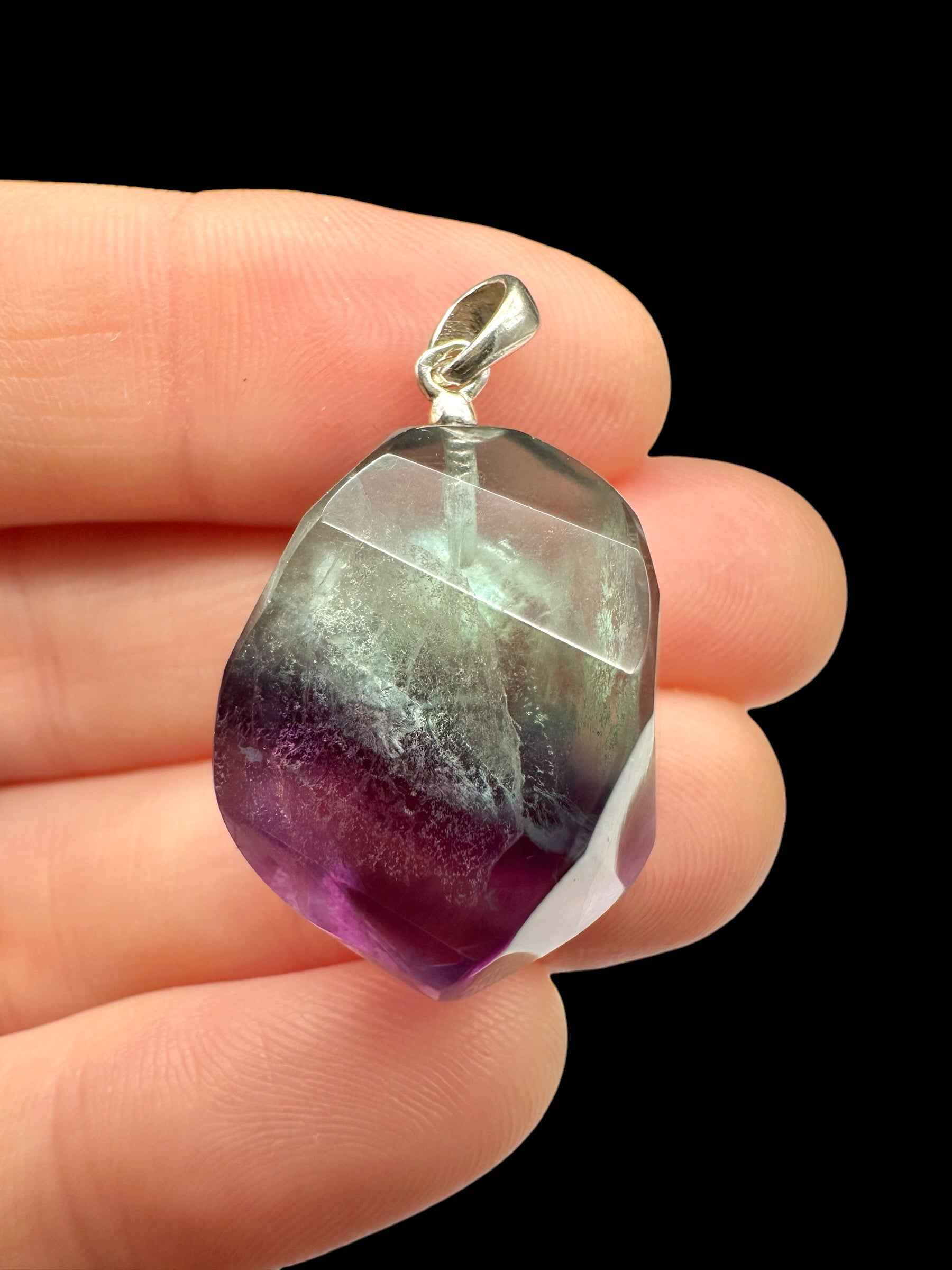 Ciondolo in argento con fluorite sfaccettata - SP/FL12