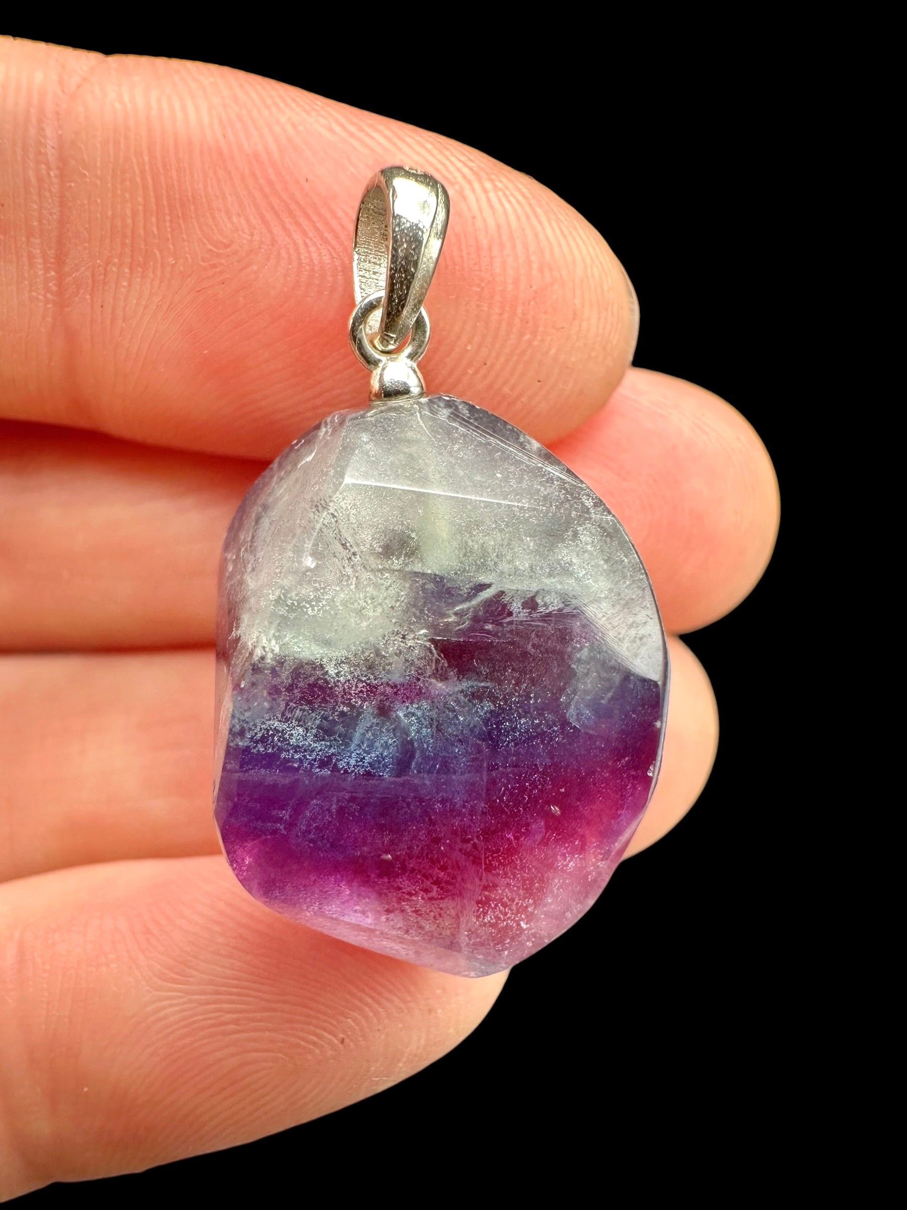 Silver pendant made of faceted fluorite - SP/FL13
