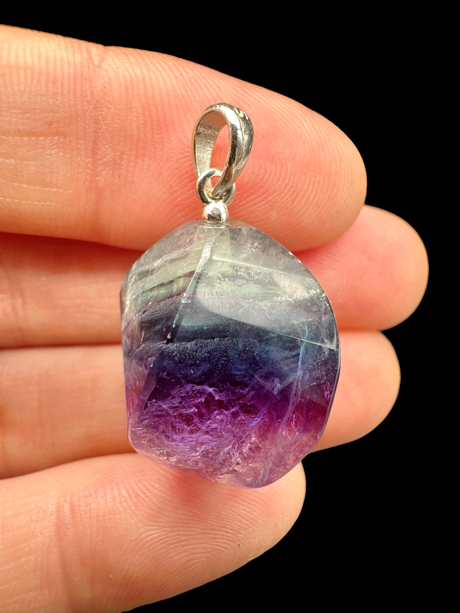 Silver pendant made of faceted fluorite - SP/FL13