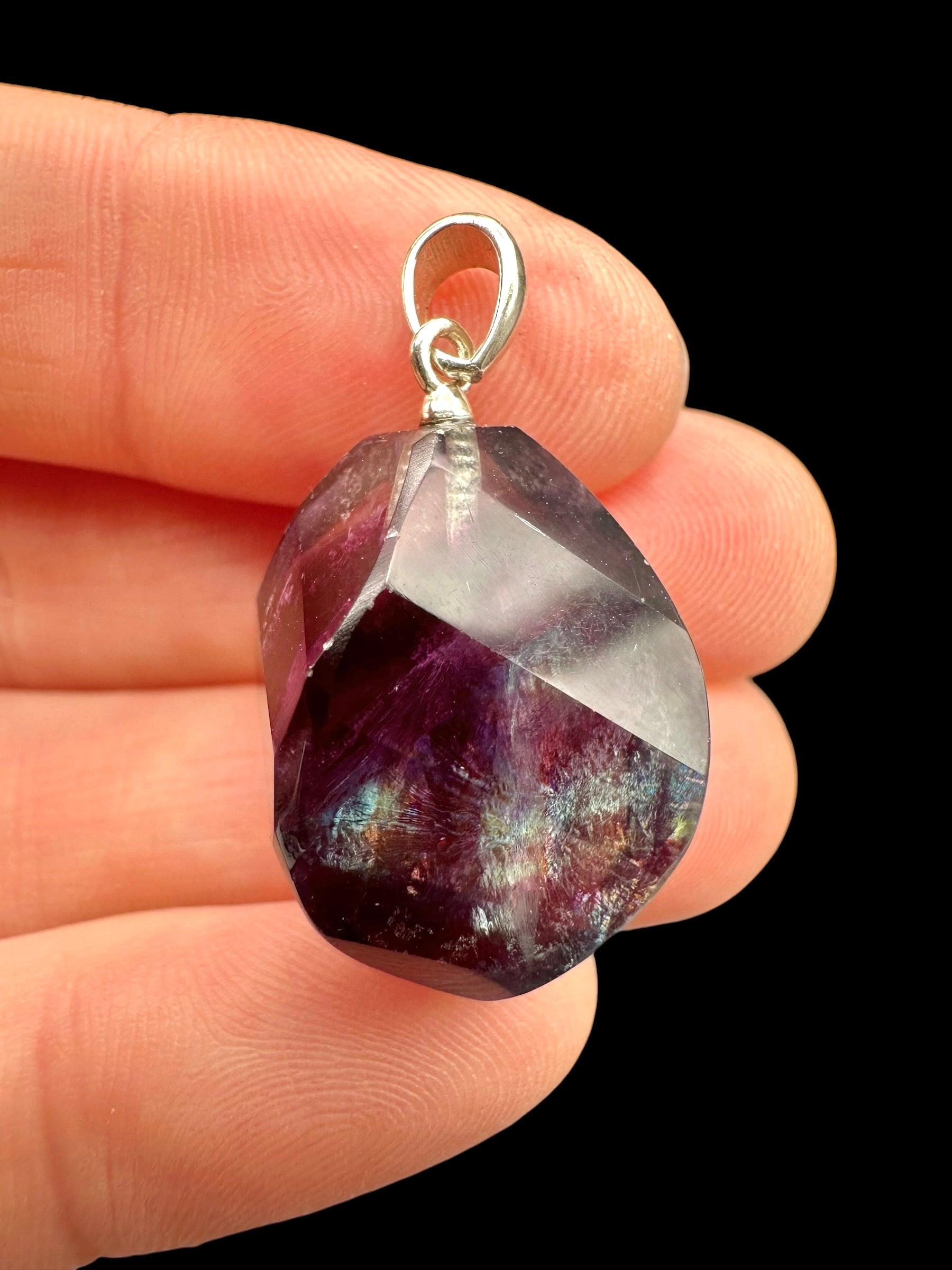Silver pendant made of faceted fluorite - SP/FL14