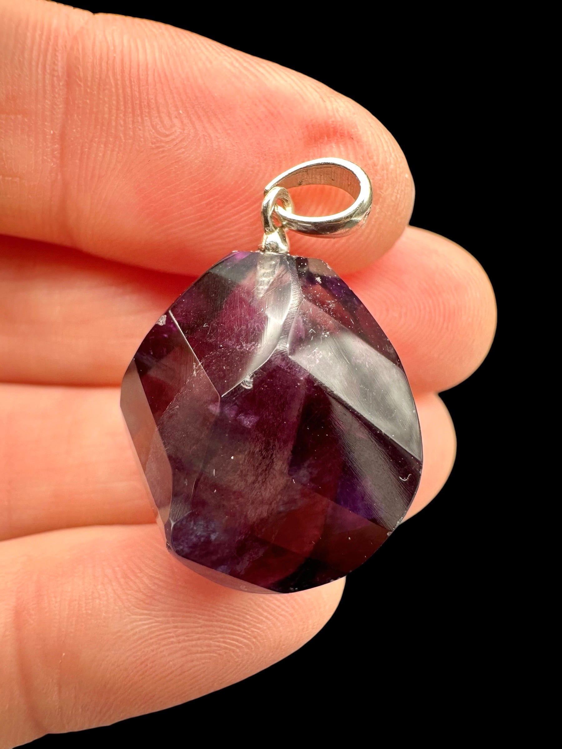 Silver pendant made of faceted fluorite - SP/FL14