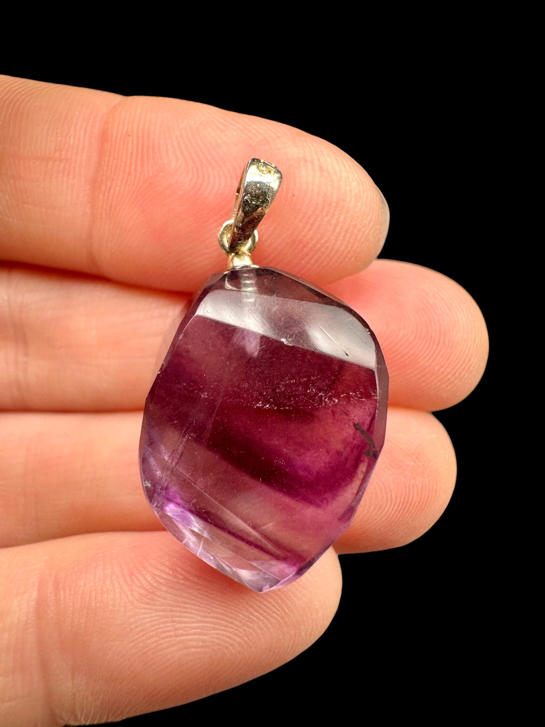 Silver pendant made of faceted fluorite - SP/FL15
