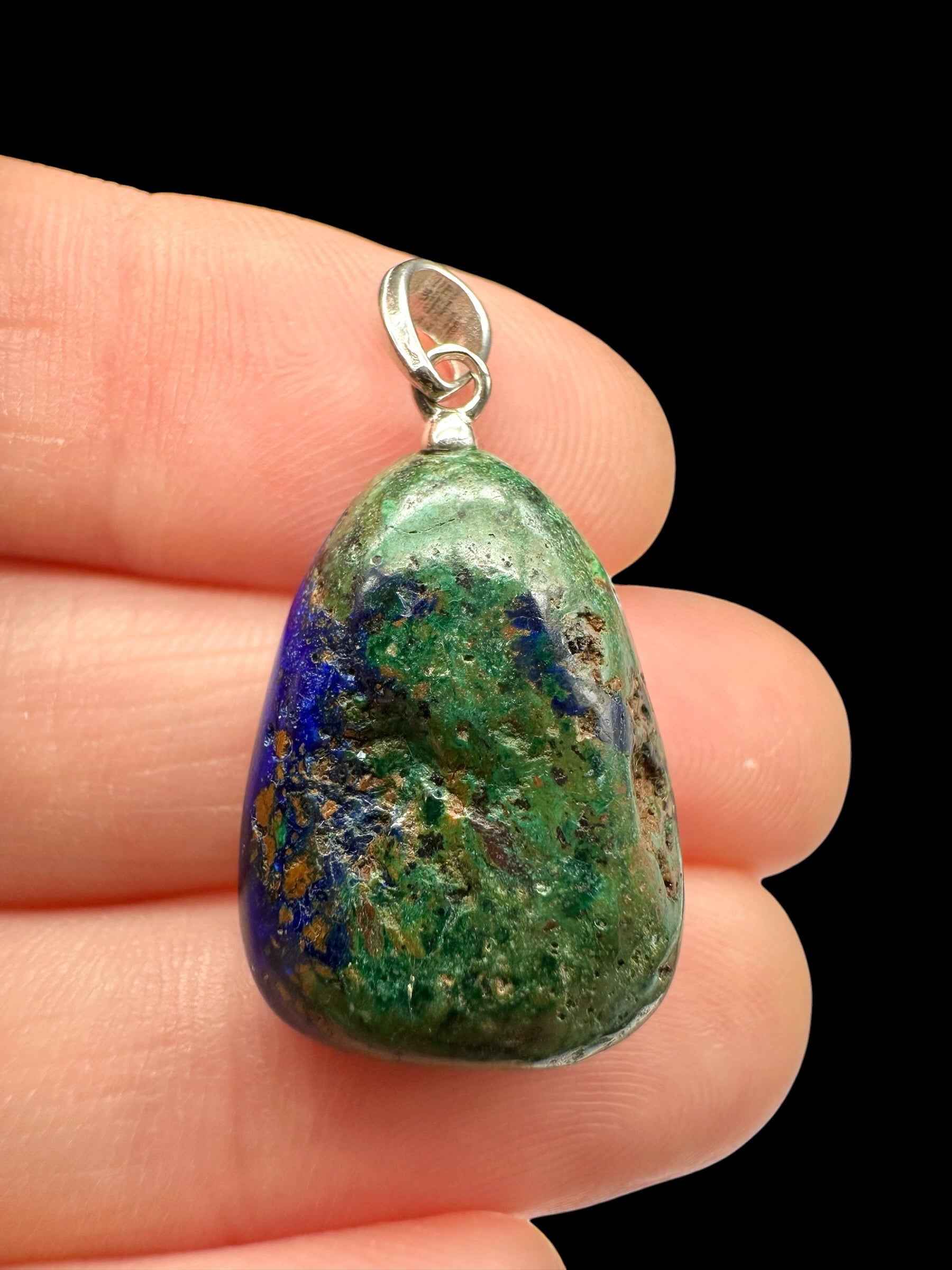 Ciondolo in argento con azurite e malachite - SP/AZ03