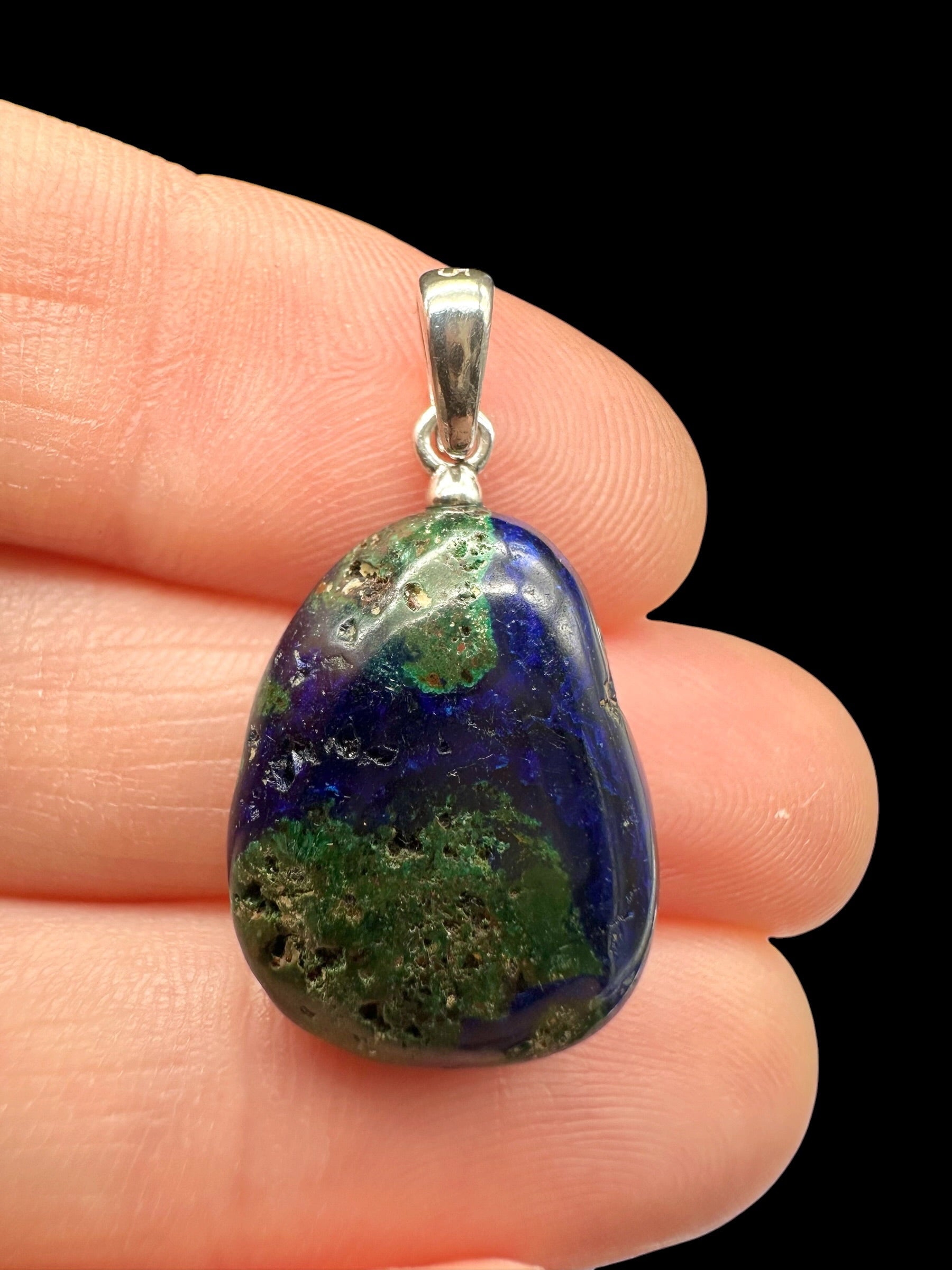 Silver pendant made of azurite with malachite - SP/AZ04