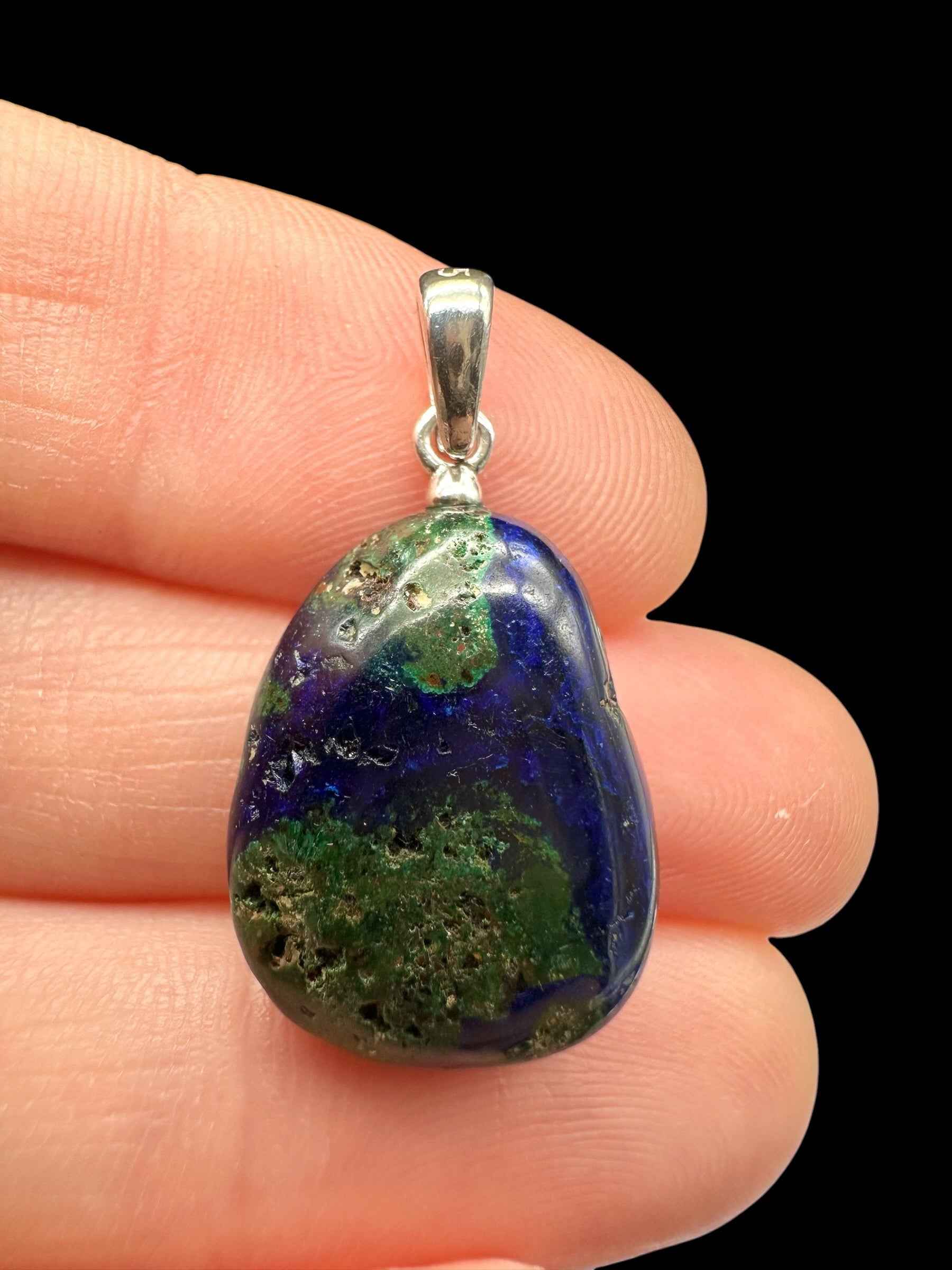 Ciondolo in argento con azurite e malachite - SP/AZ04