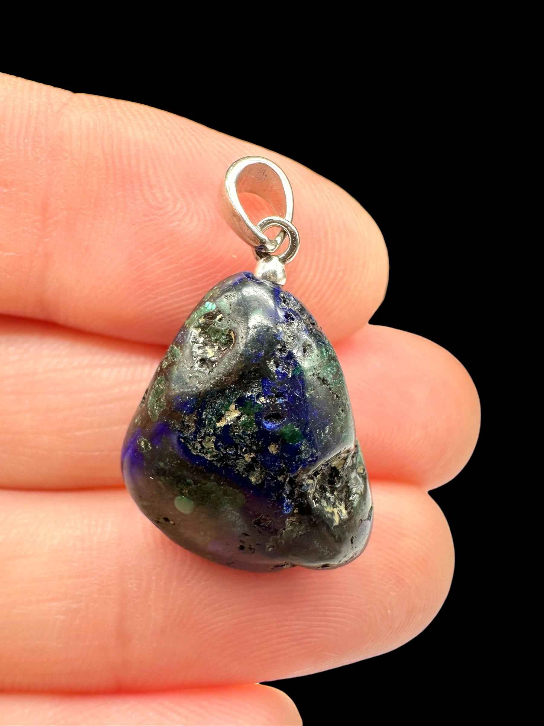 Ciondolo in argento con azurite e malachite - SP/AZ05