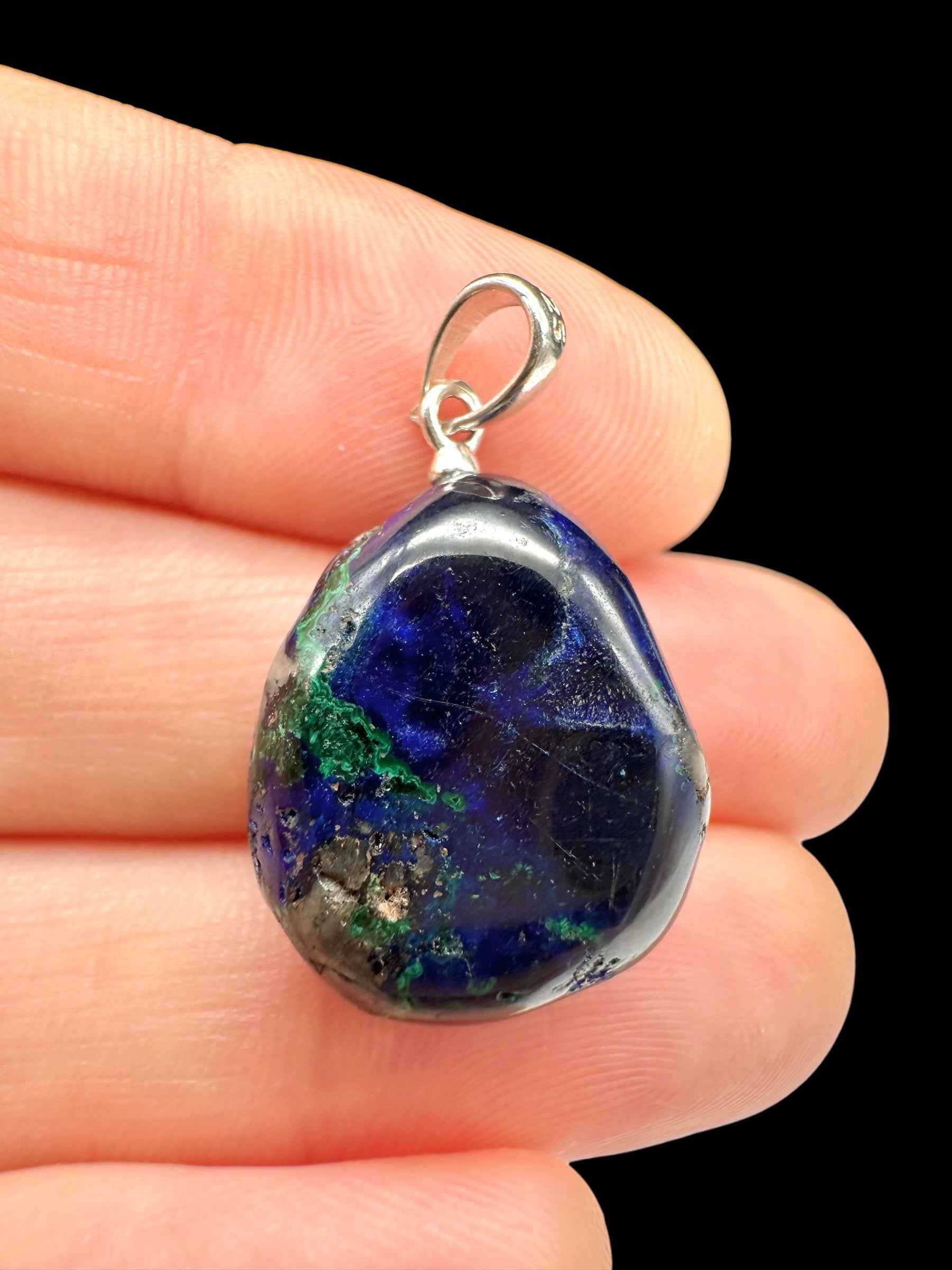 Ciondolo in argento con azurite e malachite - SP/AZ06