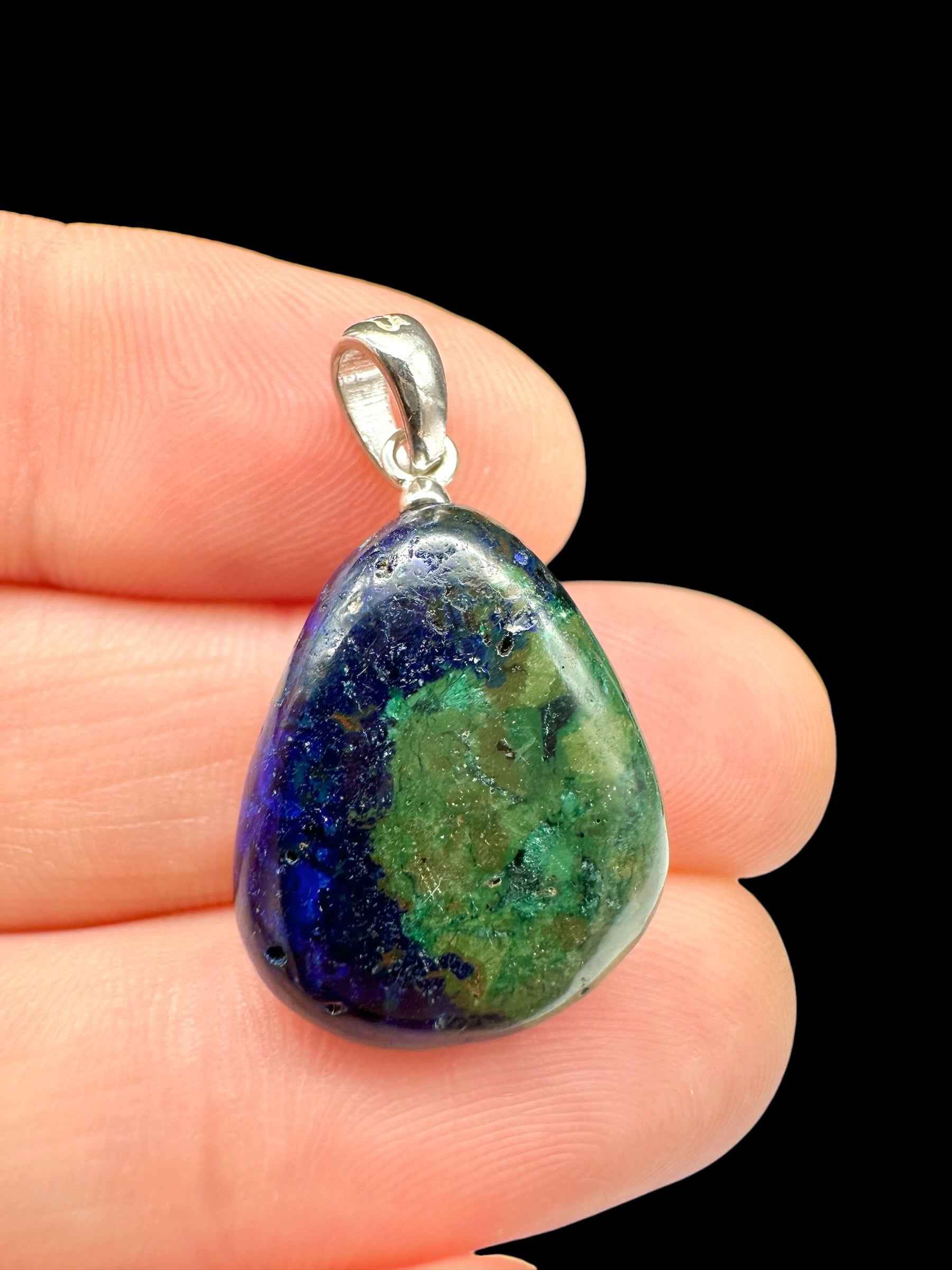 Ciondolo in argento con azurite e malachite - SP/AZ07