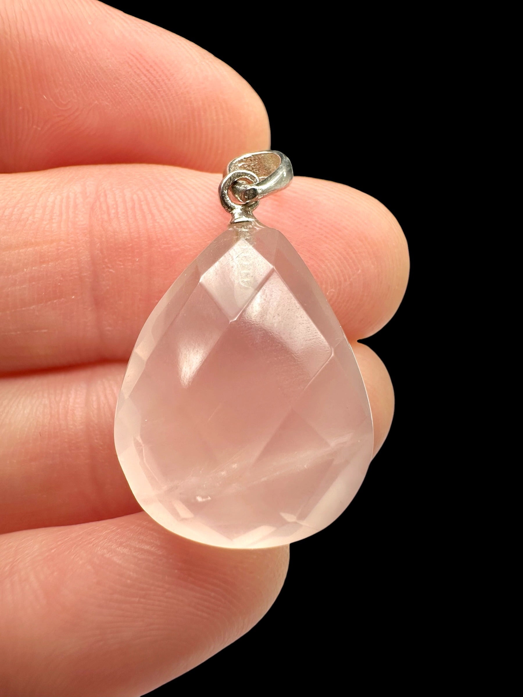 Silver pendant made of faceted rose quartz - SP/RZ01