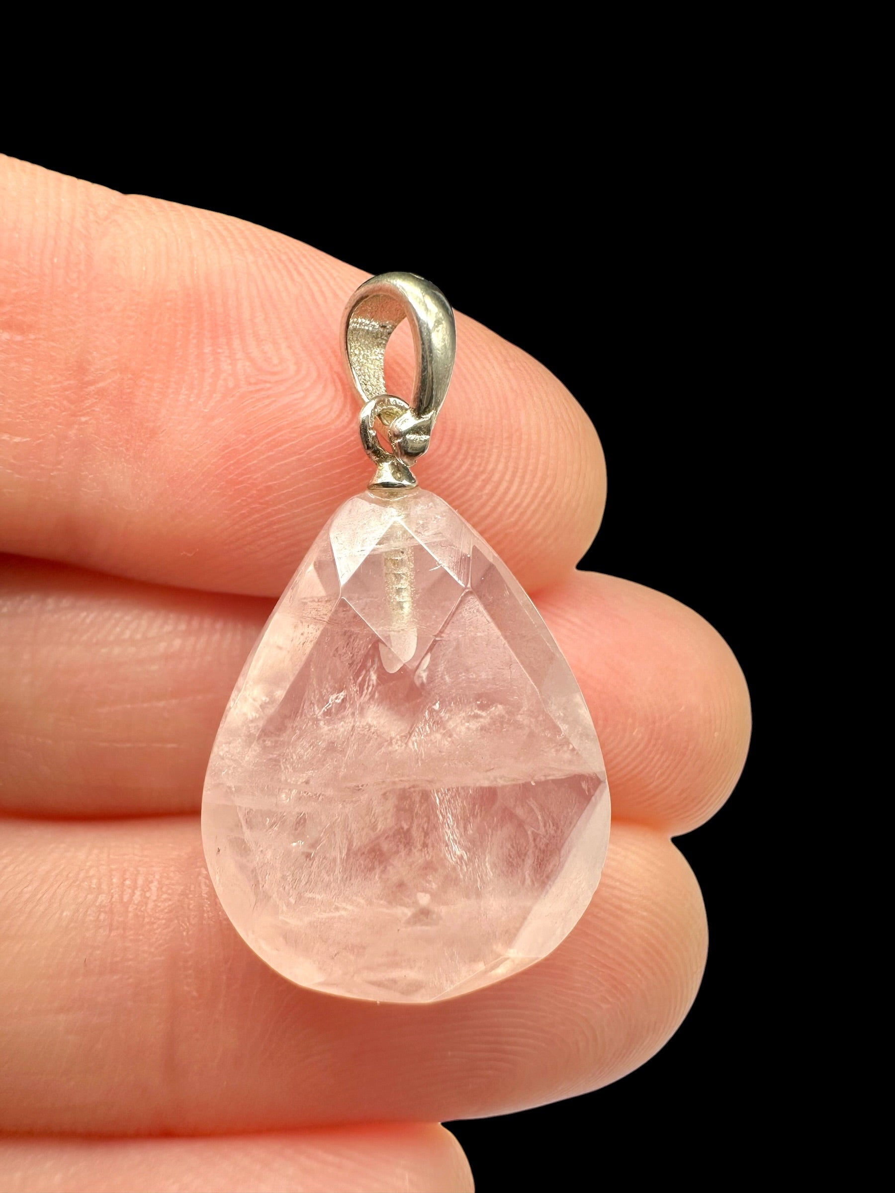 Silver pendant made of faceted rose quartz - SP/RZ02