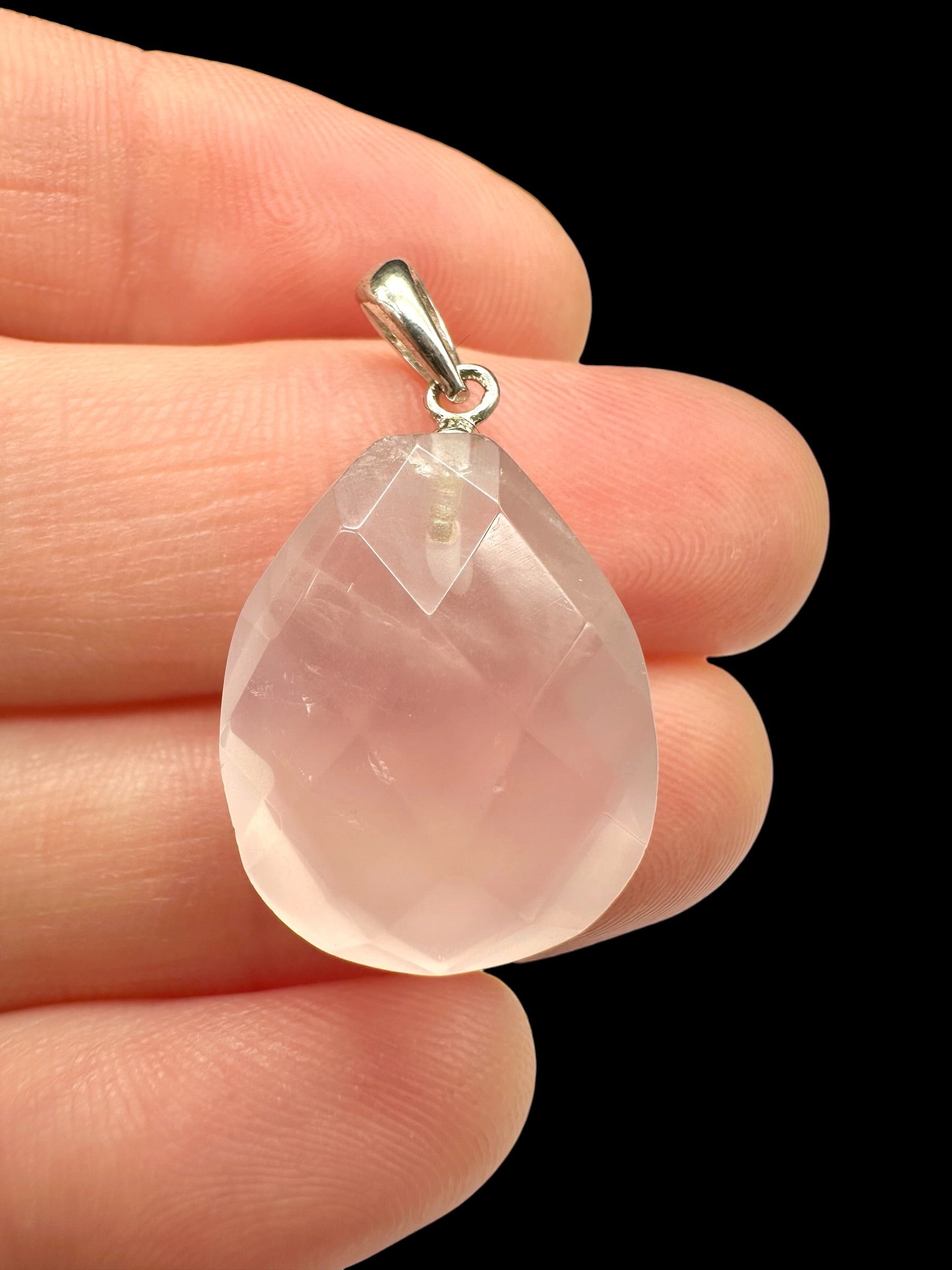 Silver pendant made of faceted rose quartz - SP/RZ03