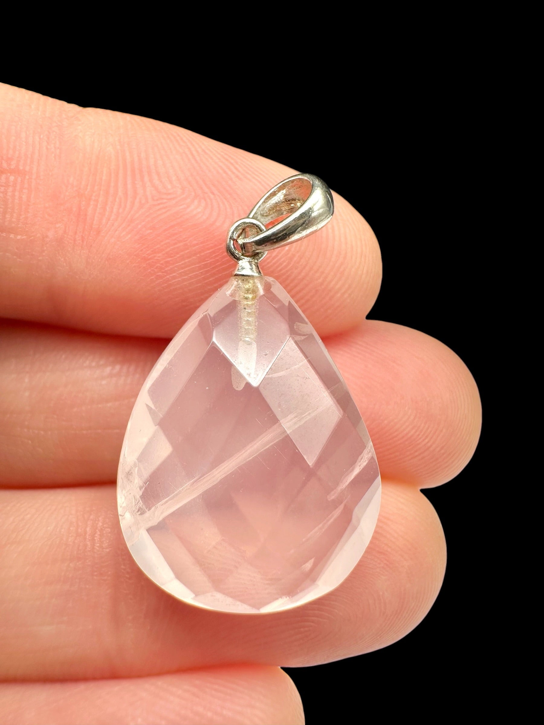 Silver pendant made of faceted rose quartz - SP/RZ04