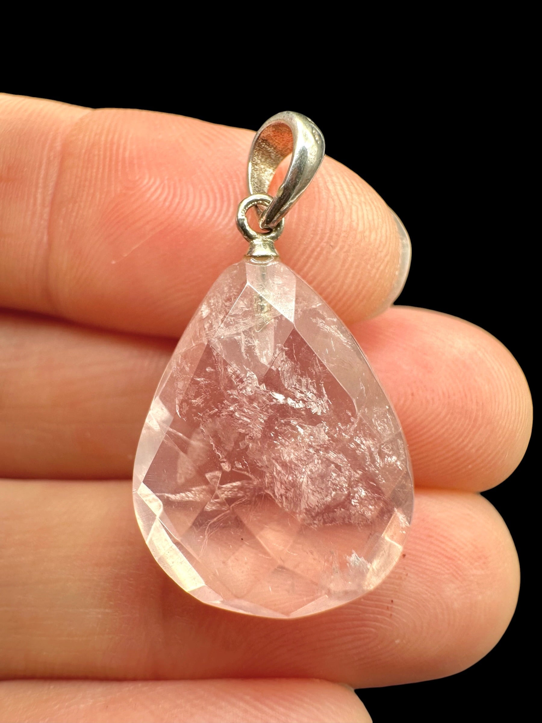 Silver pendant made of faceted rose quartz - SP/RZ05