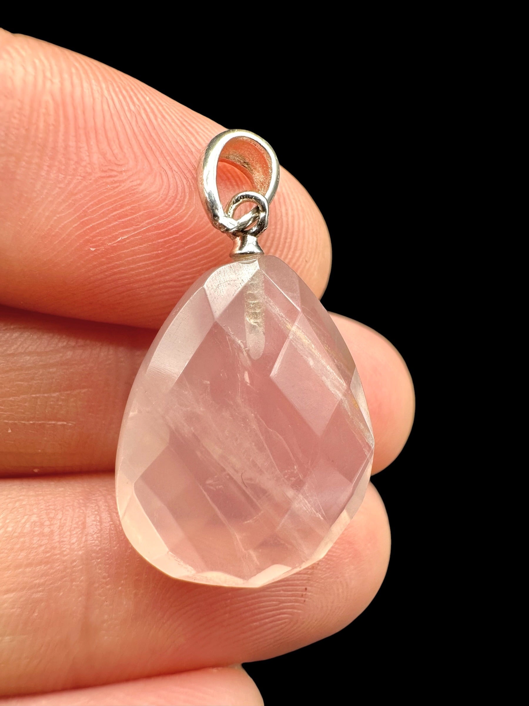 Silver pendant made of faceted rose quartz - SP/RZ06