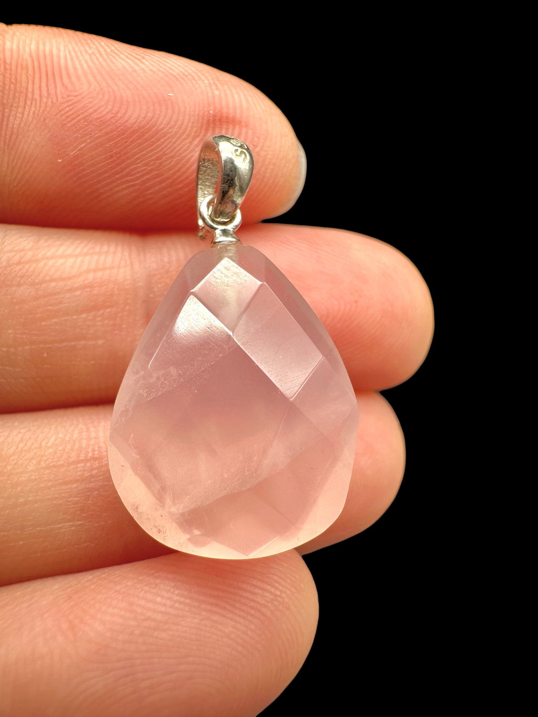 Silver pendant made of faceted rose quartz - SP/RZ07