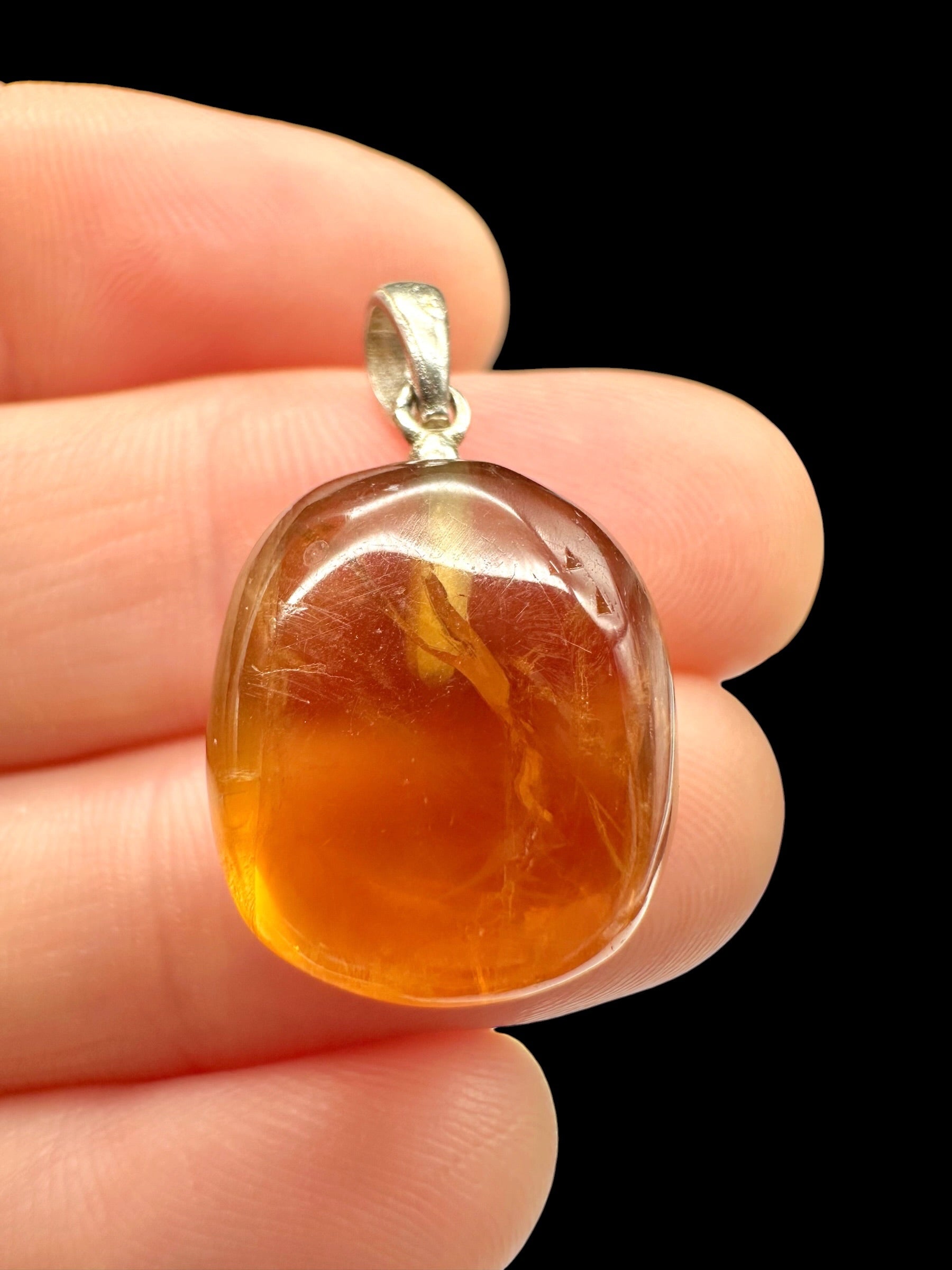 Silver pendant made of honey calcite - SP/KA03