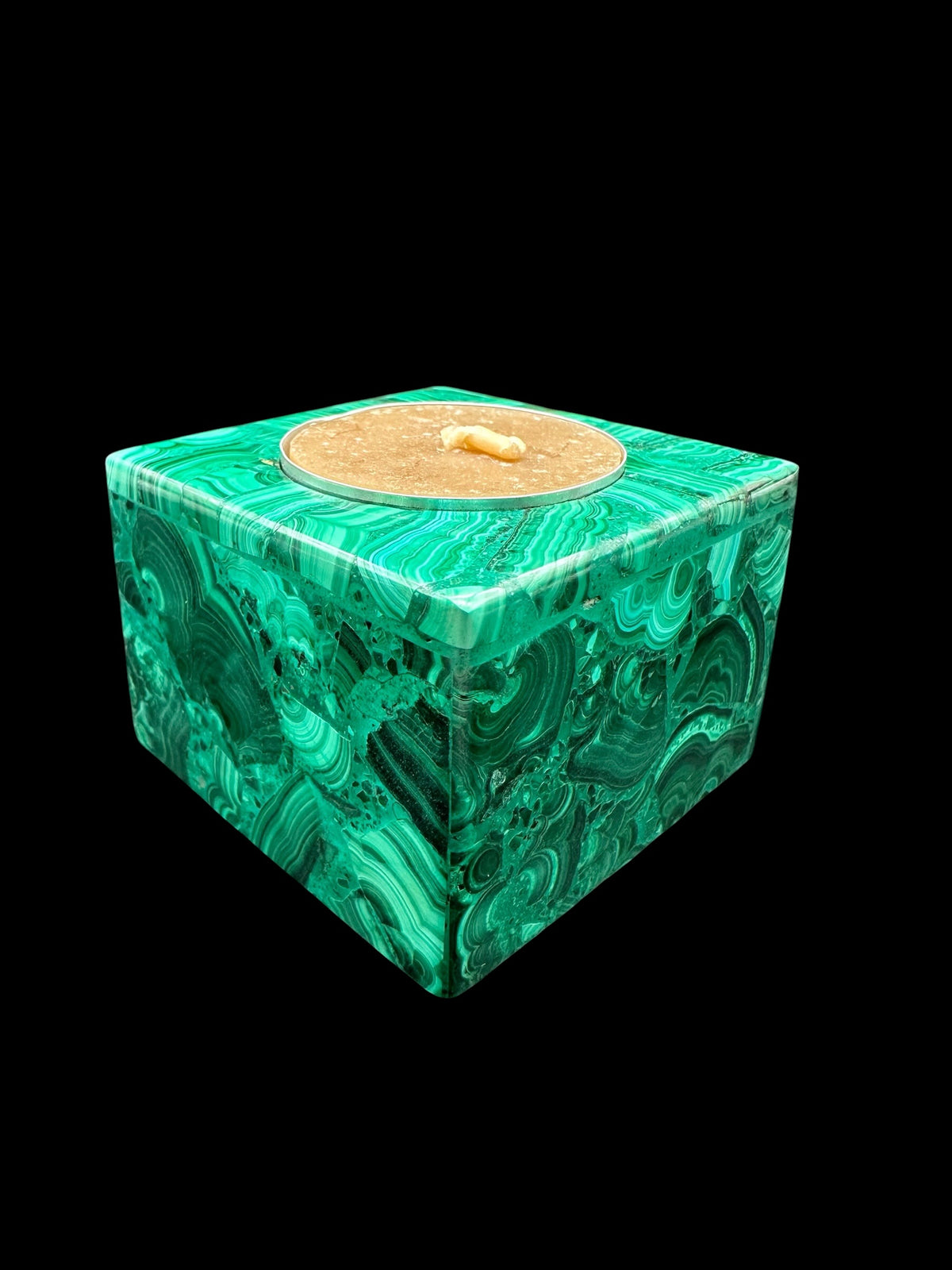 Malachite tea light holder - MZ047